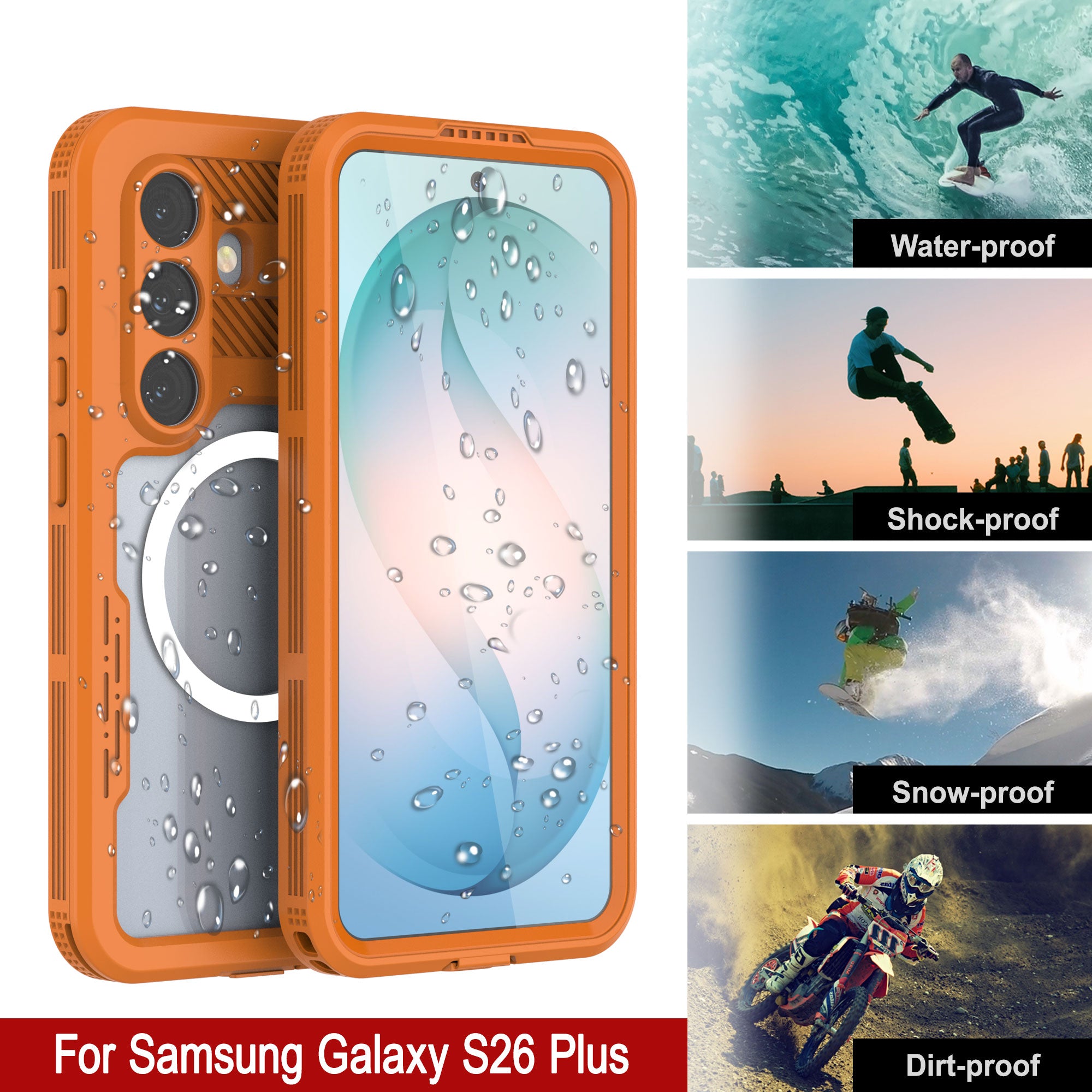 Galaxy S26+ Plus Waterproof Case [Alpine 2.0 Series] [Slim Fit] [IP68 Certified] [Shockproof] [Orange]