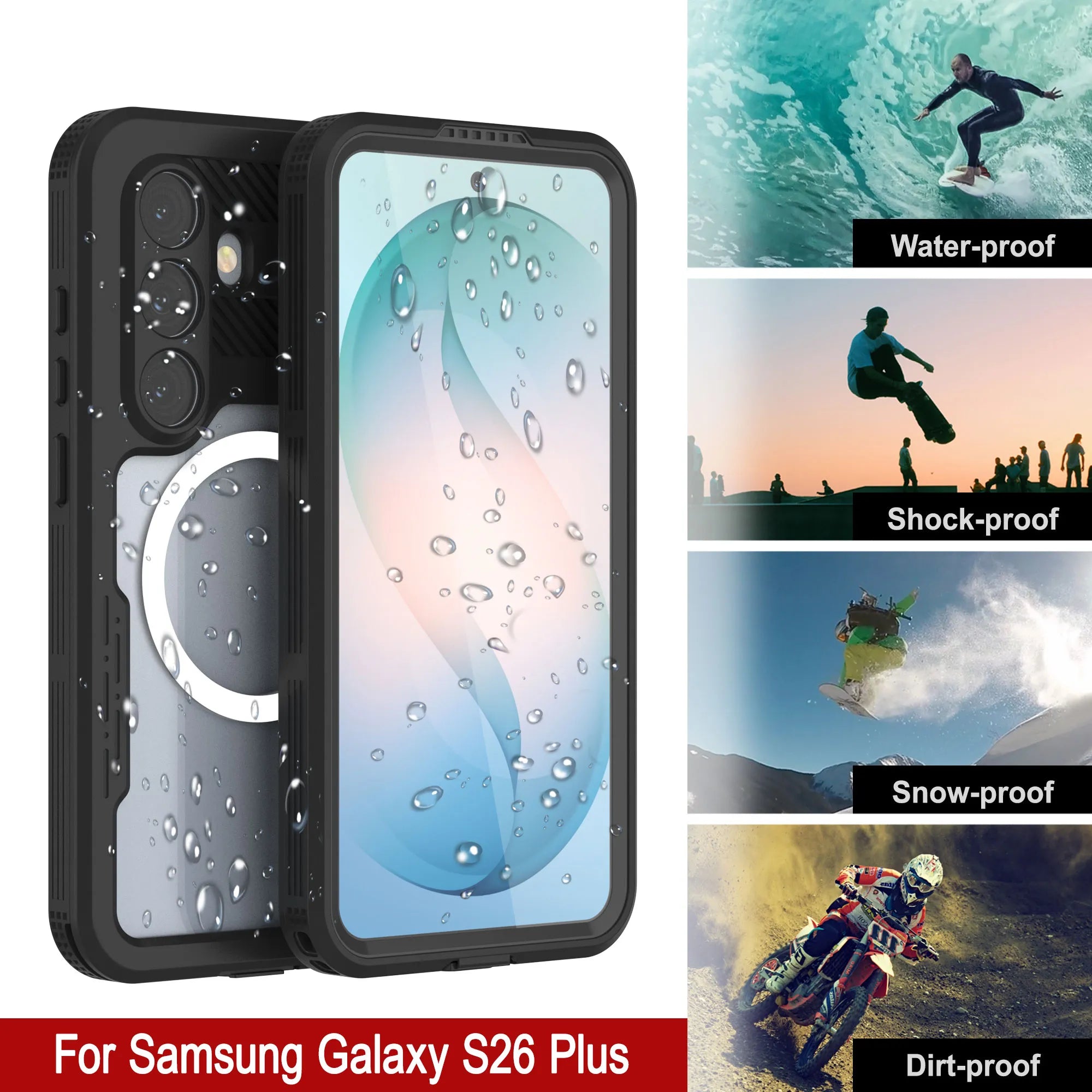 Galaxy S26+ Plus Waterproof Case [Alpine 2.0 Series] [Slim Fit] [IP68 Certified] [Shockproof] [Black]
