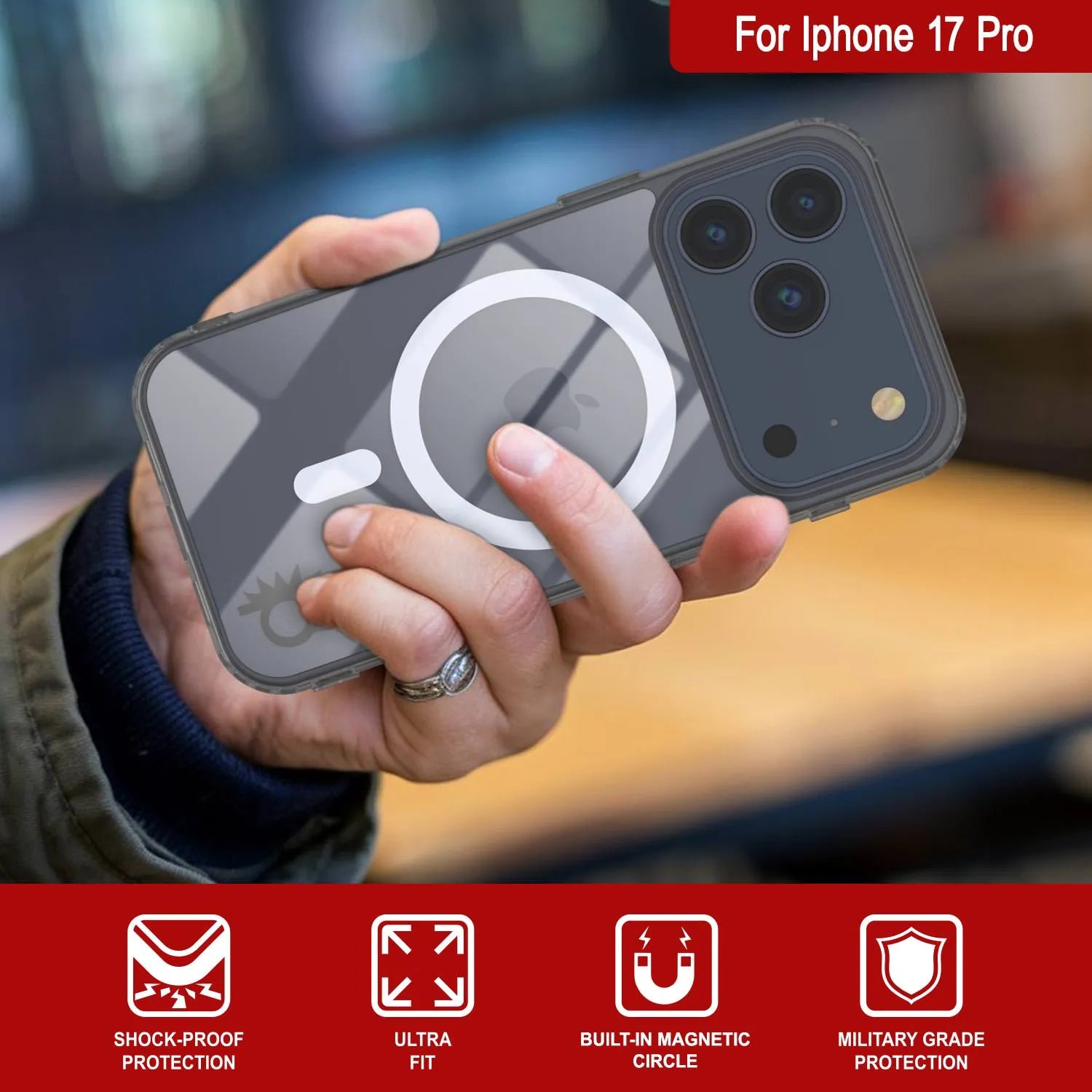Punkcase iPhone 17 Pro Magnetic Wireless Charging Case [ClearMag Series][Silver]