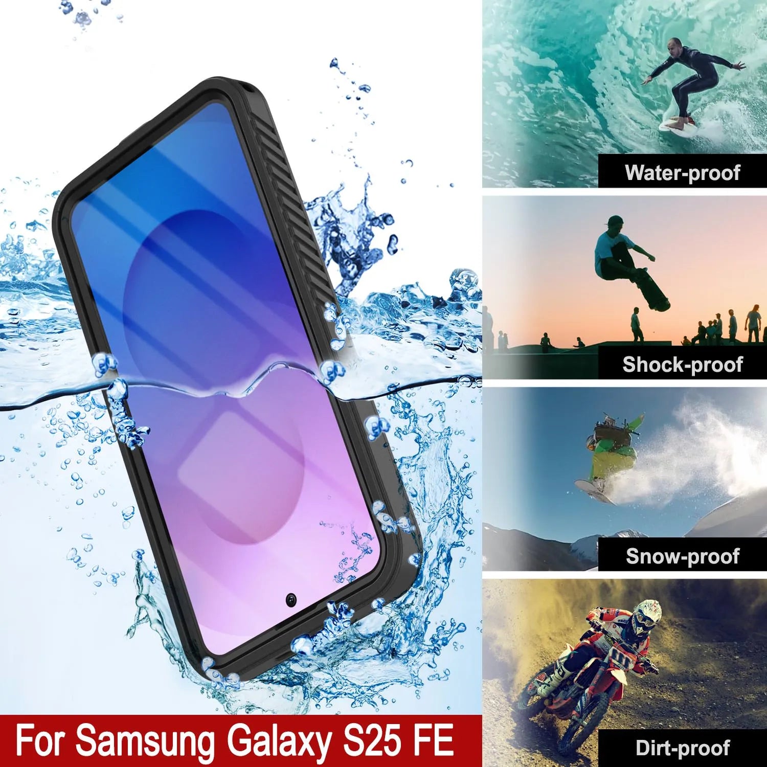 Galaxy S25 FE Water/ Shockproof [Extreme Series] With Screen Protector Case [Black]