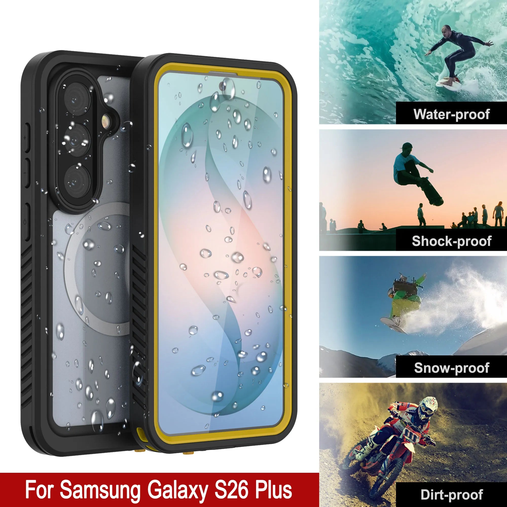 Galaxy S26 Plus Waterproof Case, Punkcase [Extreme Mag Series] Armor Cover W/ Built In Screen Protector [Yellow]