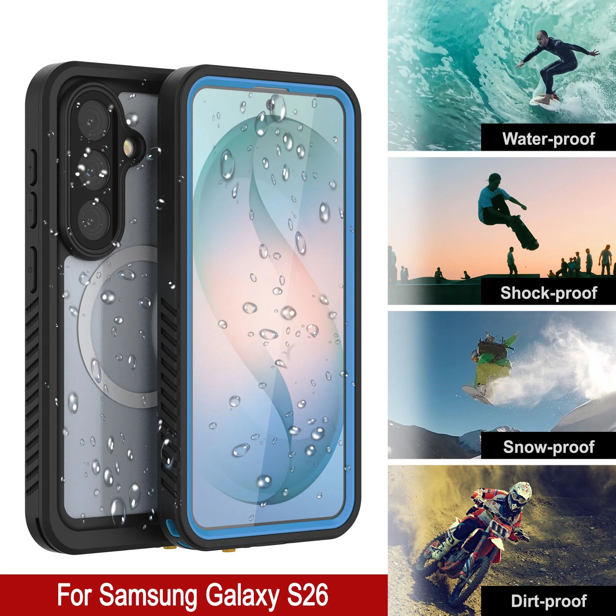 Galaxy S26 Waterproof Case, Punkcase [Extreme Mag Series] Armor Cover W/ Built In Screen Protector [Blue]