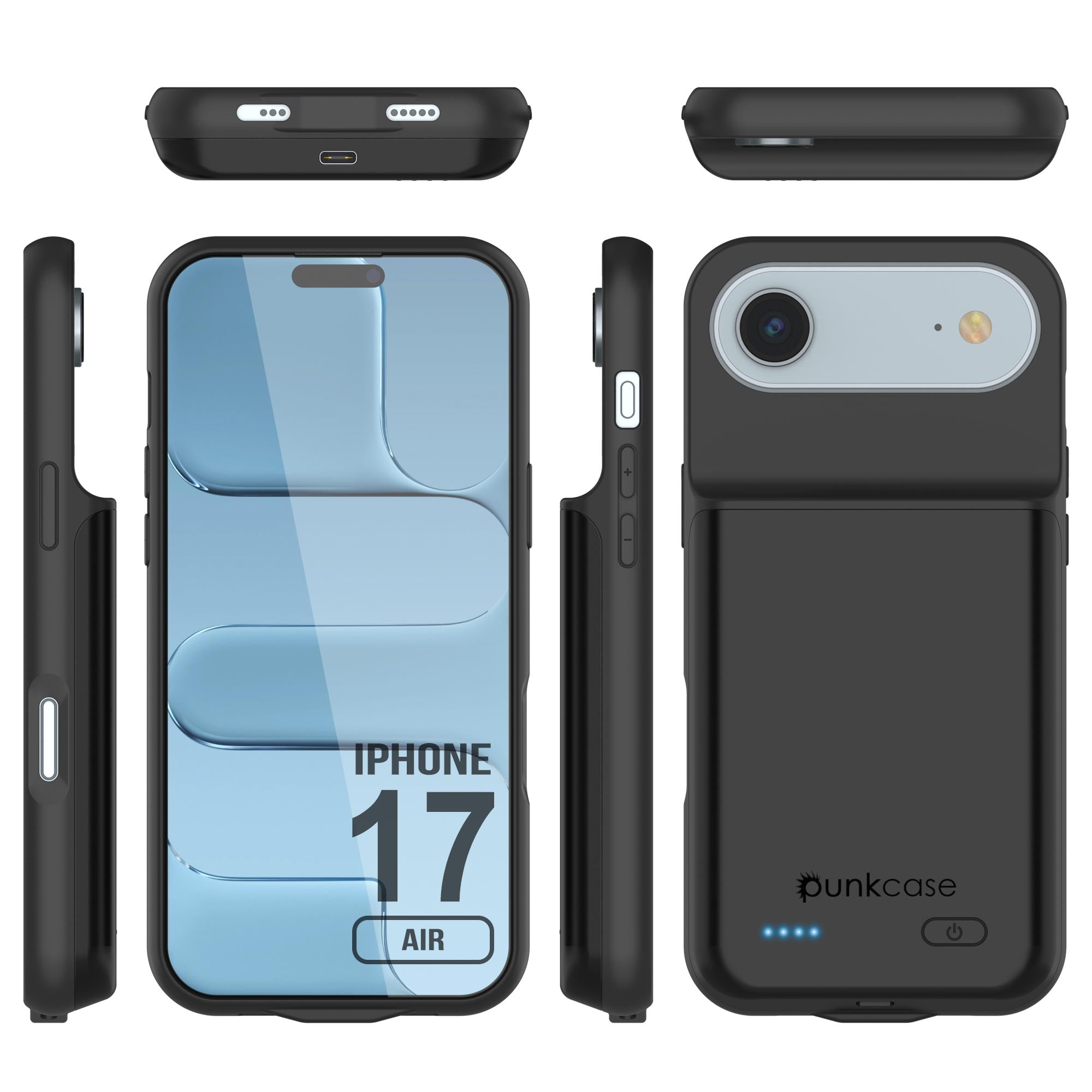 iPhone 17 Air Battery Case, PunkJuice 6000mah Fast Charging Case [Black]