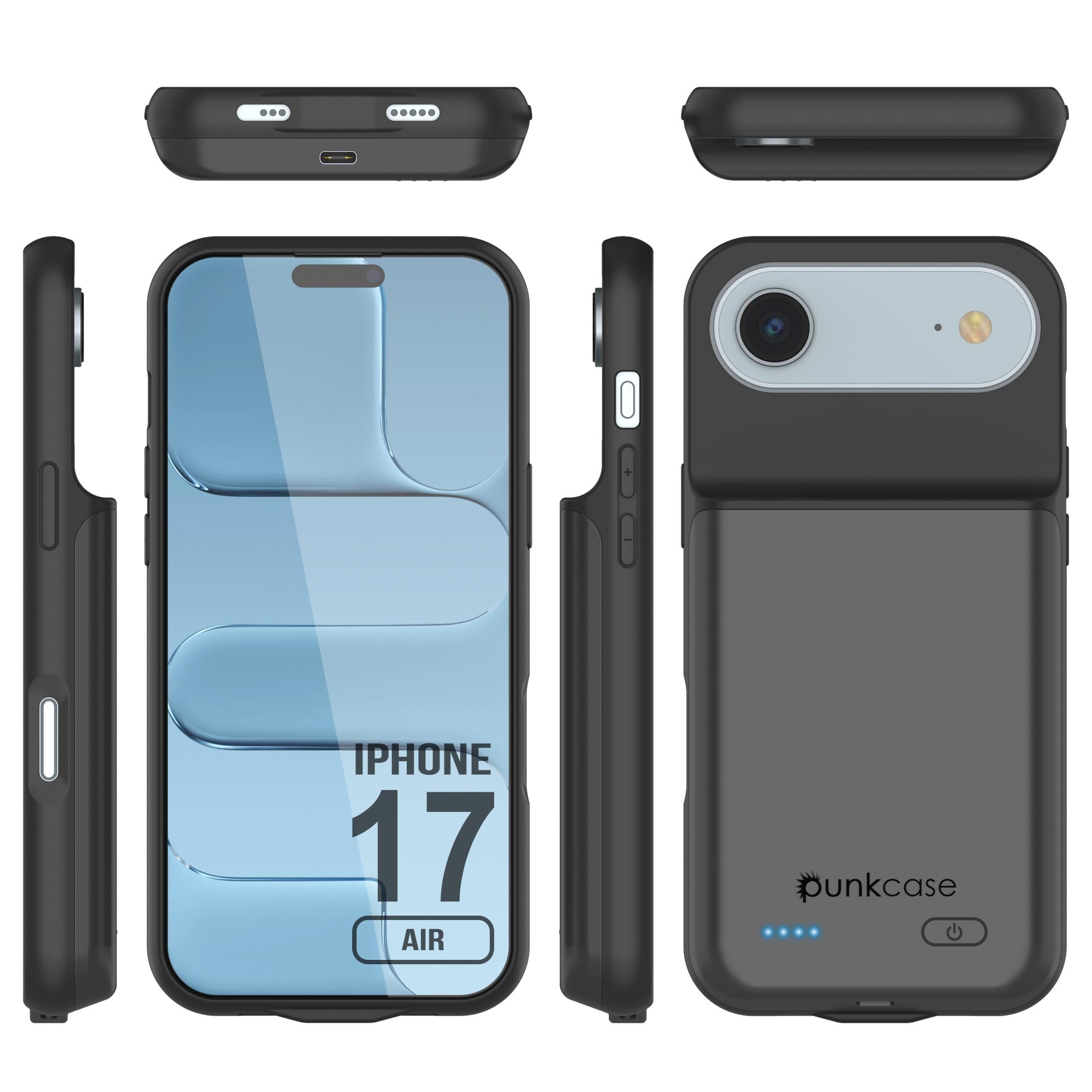 iPhone 17 Air Battery Case, PunkJuice 6000mah Fast Charging Case [Grey]