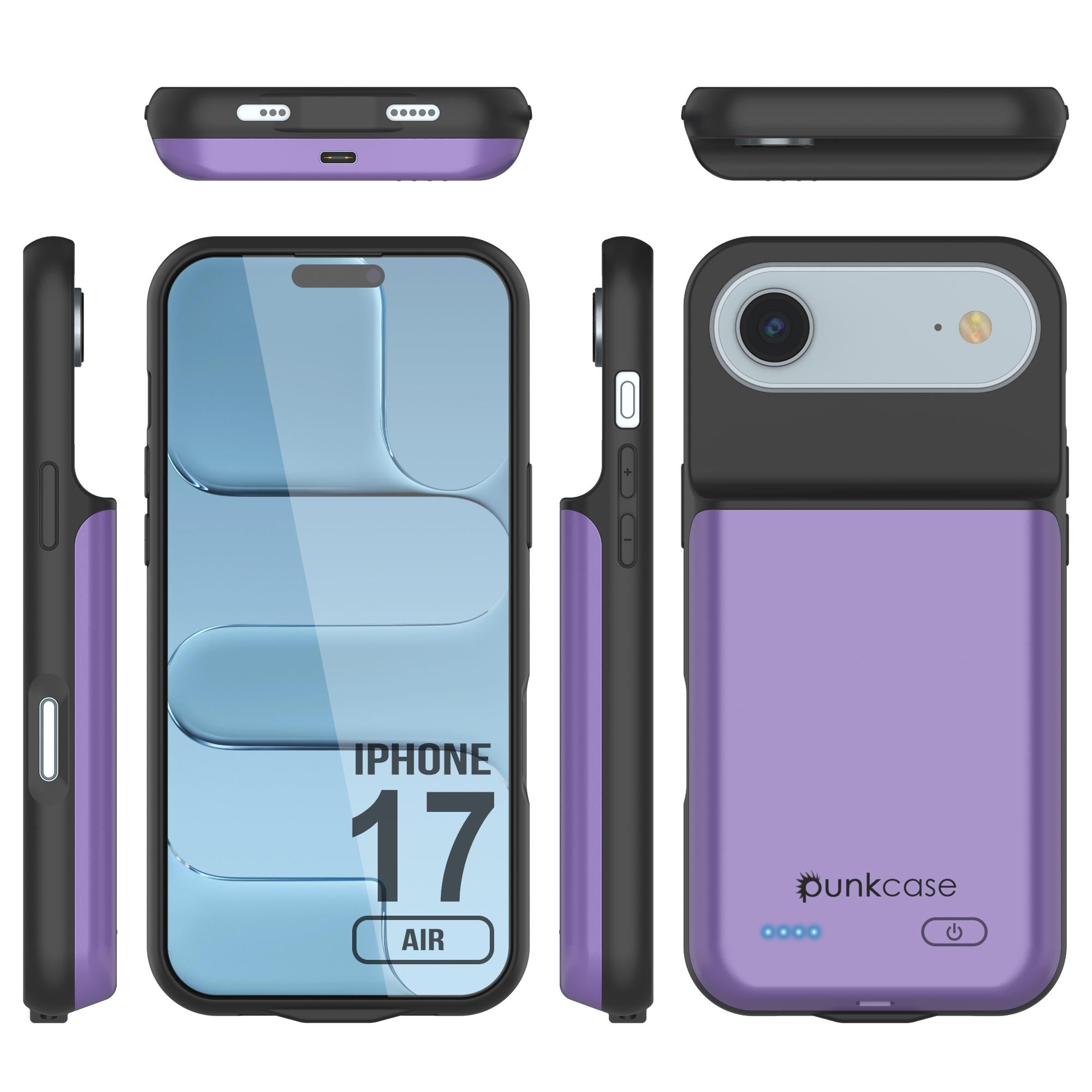 iPhone 17 Air Battery Case, PunkJuice 6000mah Fast Charging Case [Purple]