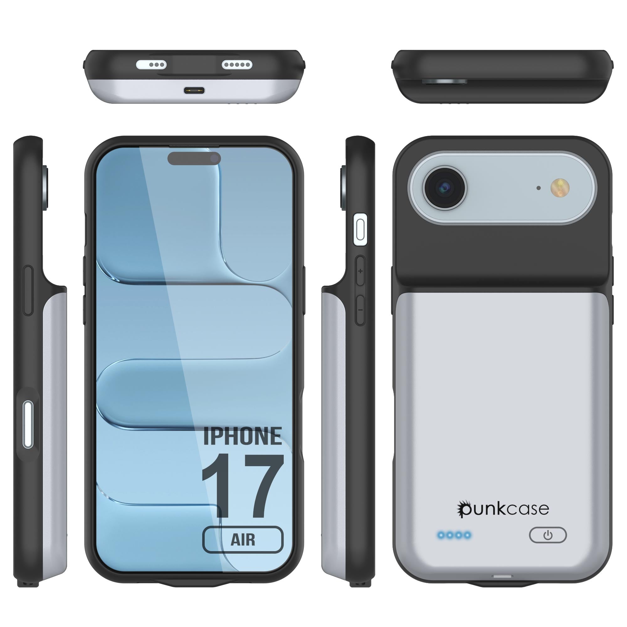 iPhone 17 Air Battery Case, PunkJuice 6000mah Fast Charging Case [White]