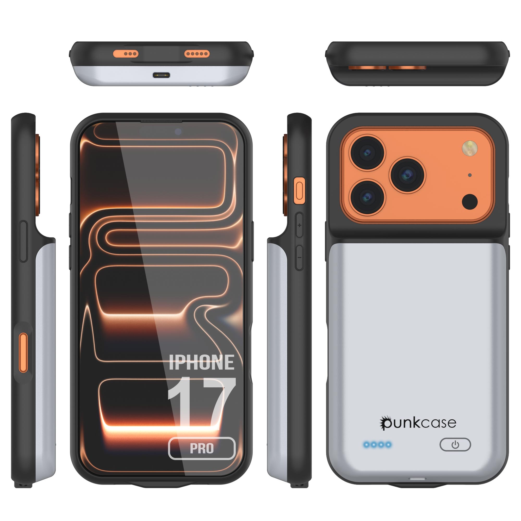 iPhone 17 Pro Battery Case, PunkJuice 5000mAH Fast Charging Case [White]