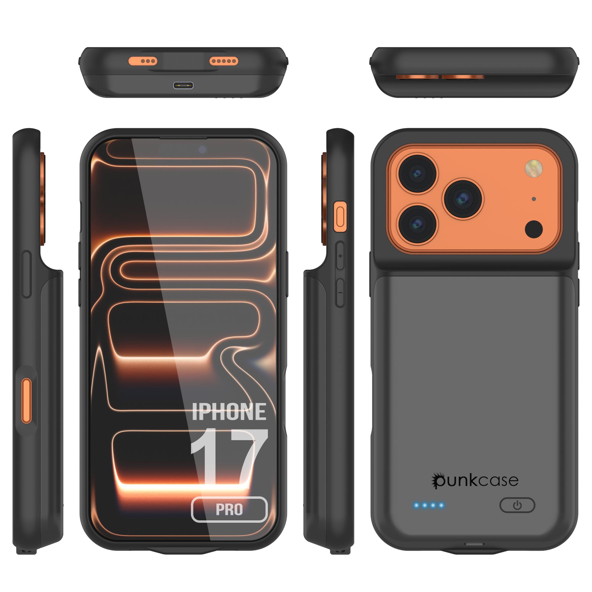 iPhone 17 Pro Battery Case, PunkJuice 5000mAH Fast Charging Case [Grey]