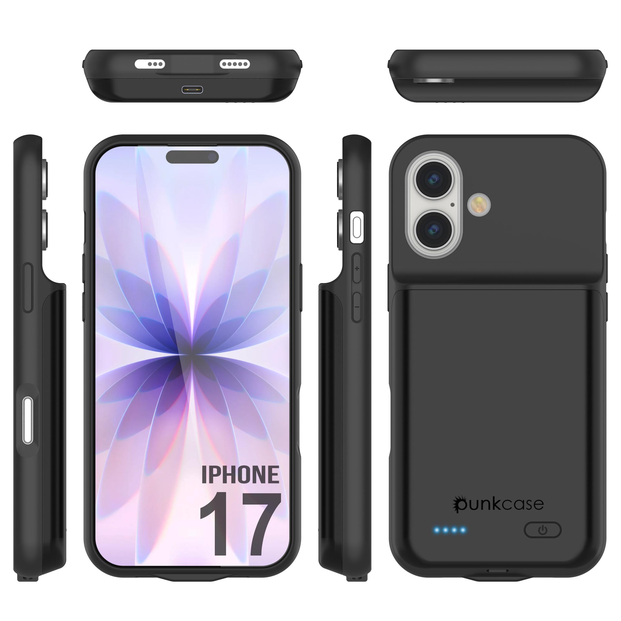 iPhone 17 Battery Case, PunkJuice 5000mAH Fast Charging Case [Black]