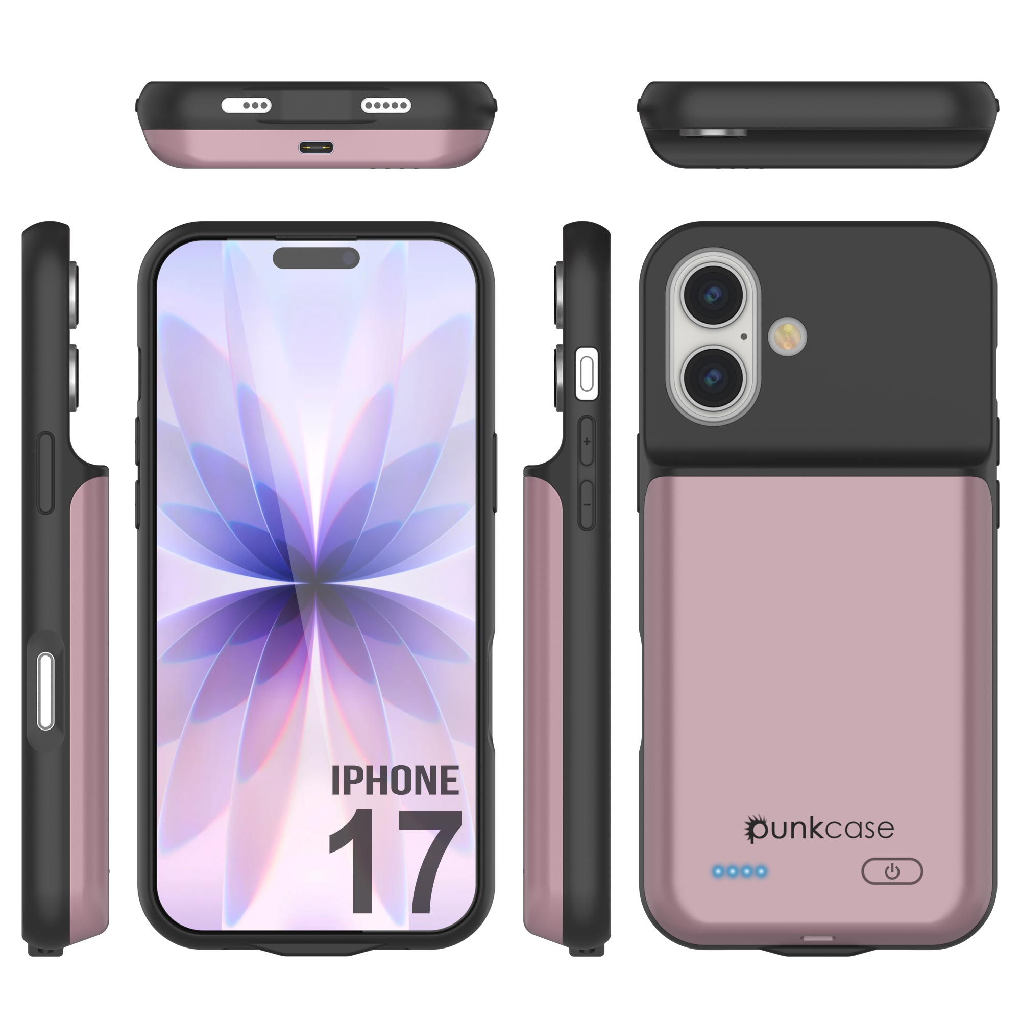 iPhone 17 Battery Case, PunkJuice 5000mAH Fast Charging Case [Rose-Gold]
