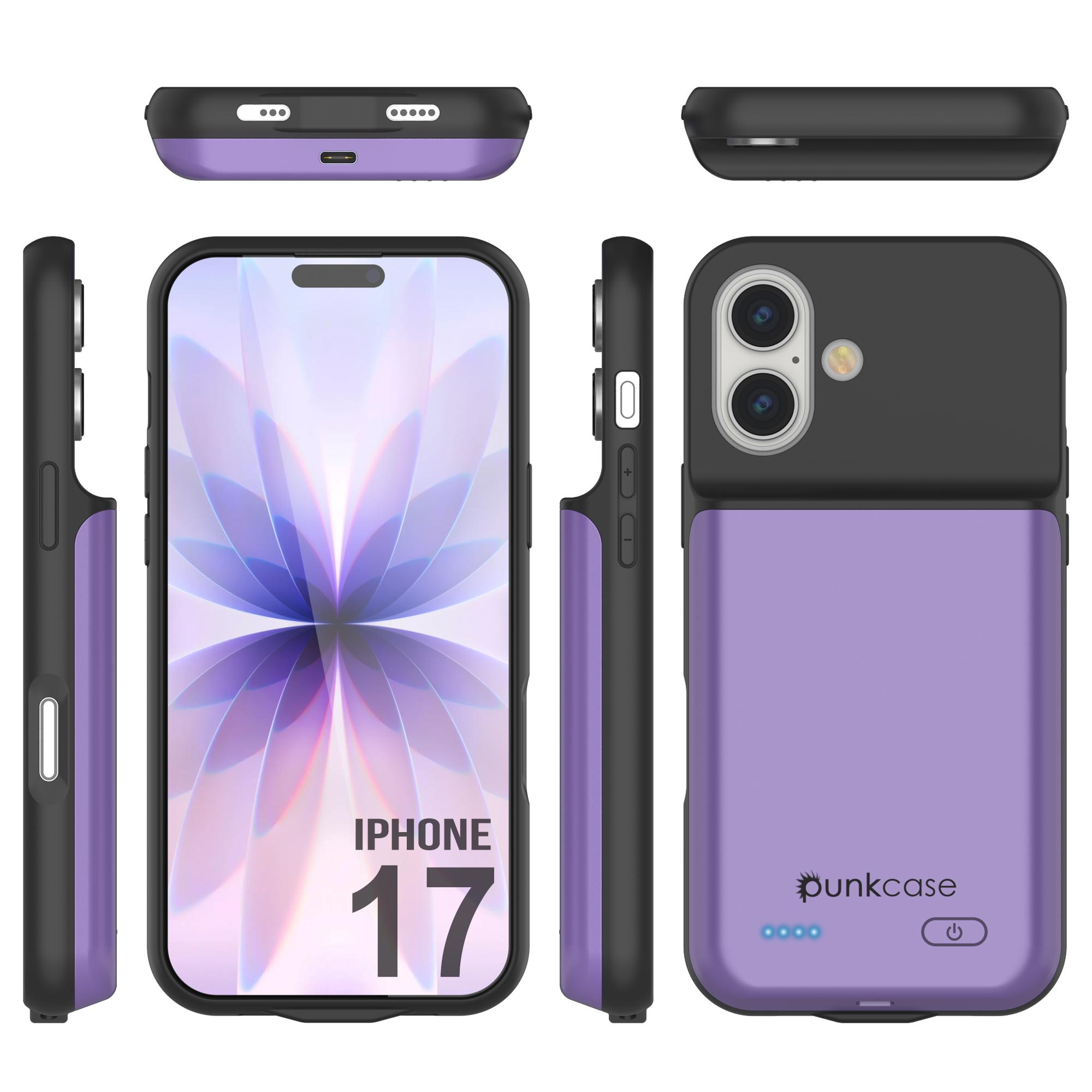 iPhone 17 Battery Case, PunkJuice 5000mAH Fast Charging Case [Purple]