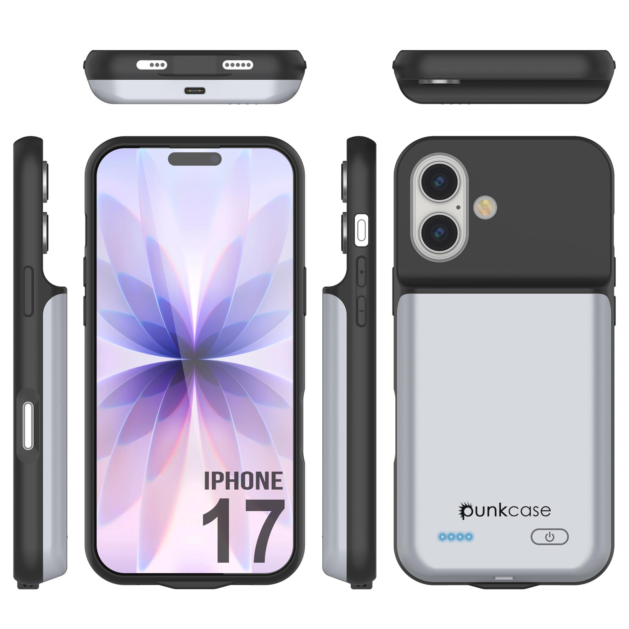 iPhone 17 Battery Case, PunkJuice 5000mAH Fast Charging Case [White]