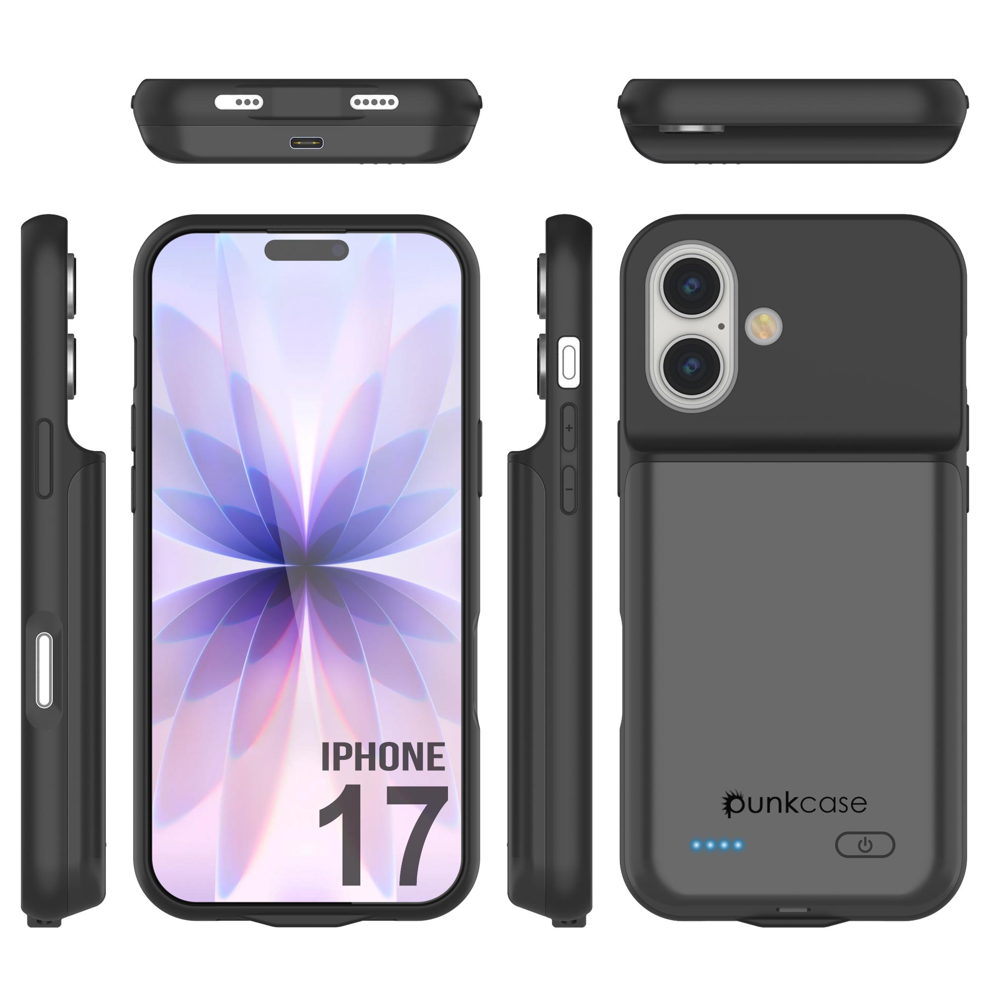 iPhone 17 Battery Case, PunkJuice 5000mAH Fast Charging Case [Grey]