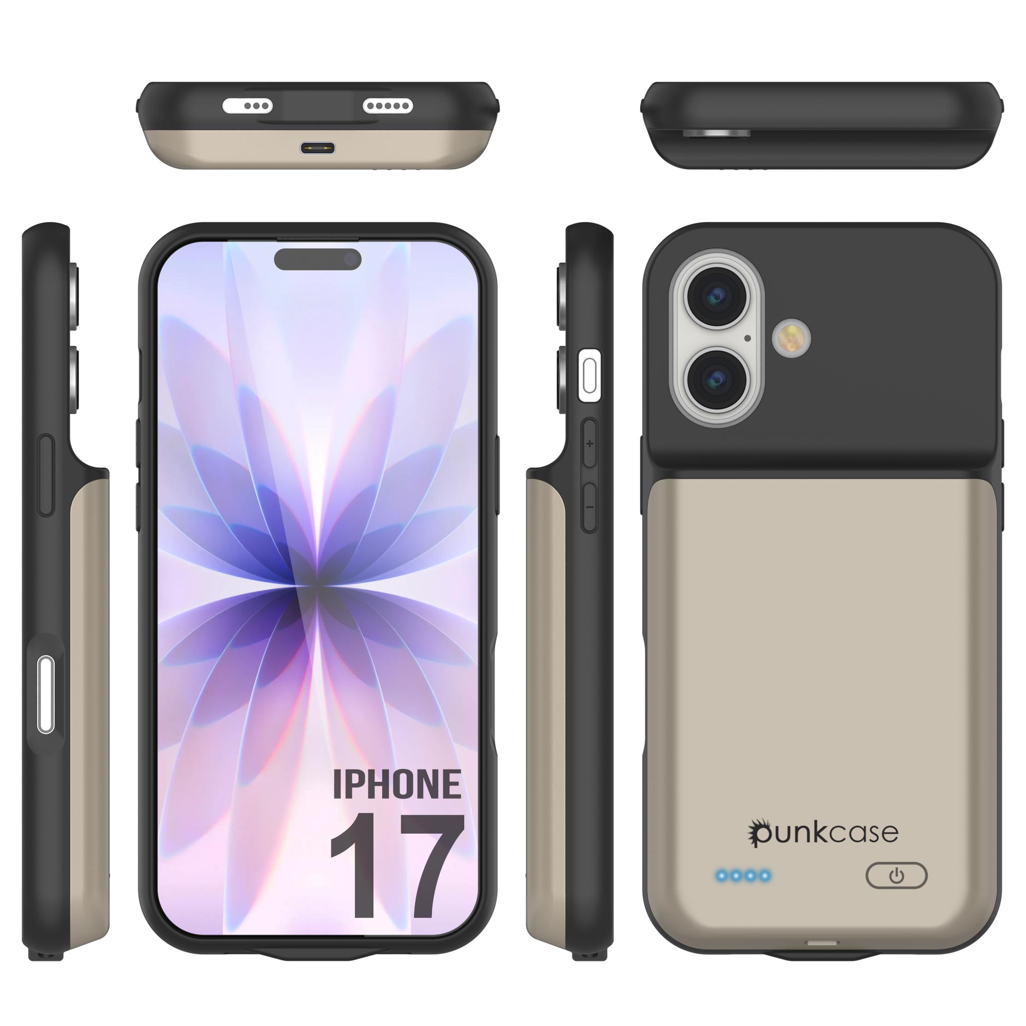 iPhone 17 Battery Case, PunkJuice 5000mAH Fast Charging Case [Gold]