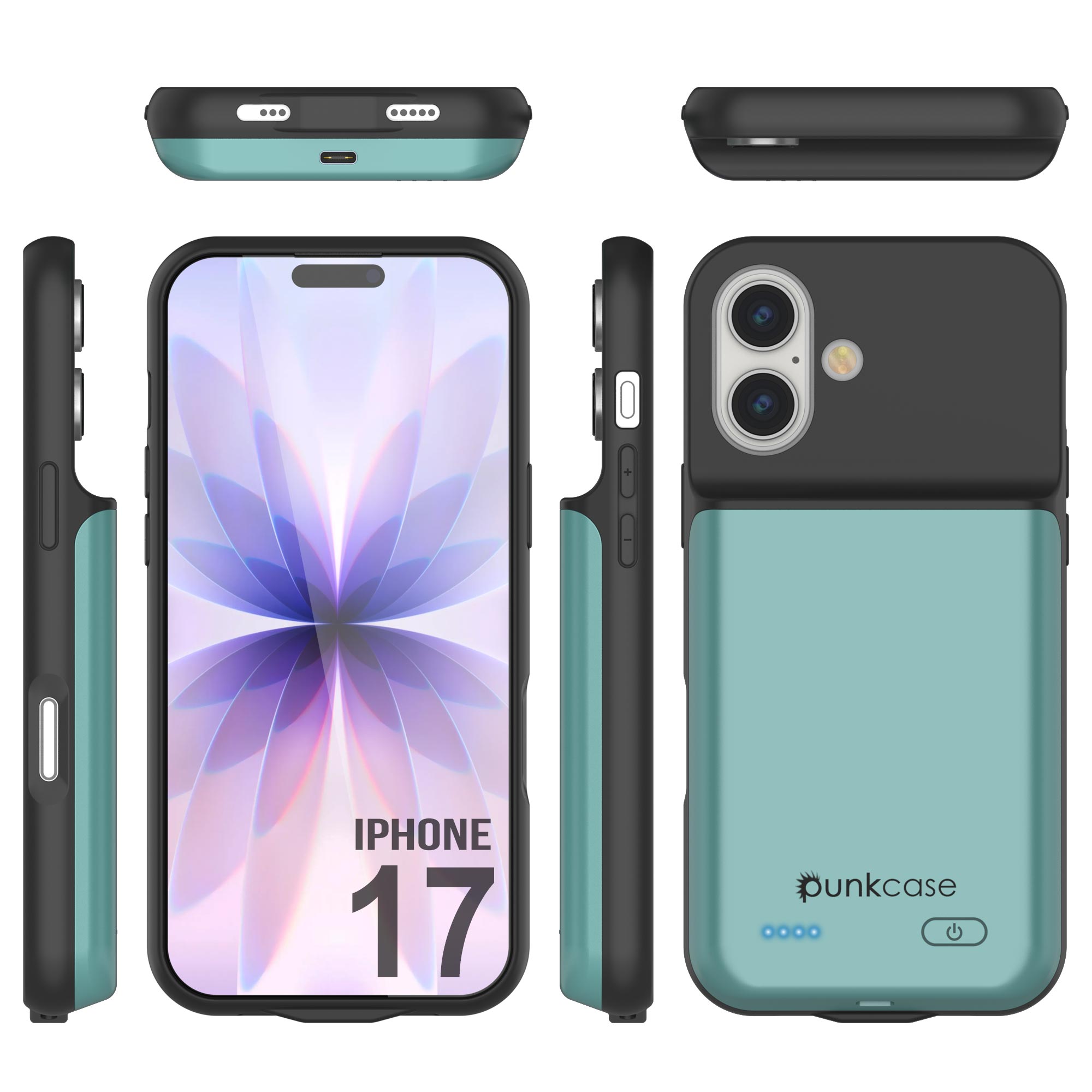 iPhone 17 Battery Case, PunkJuice 5000mAH Fast Charging Case [Teal]