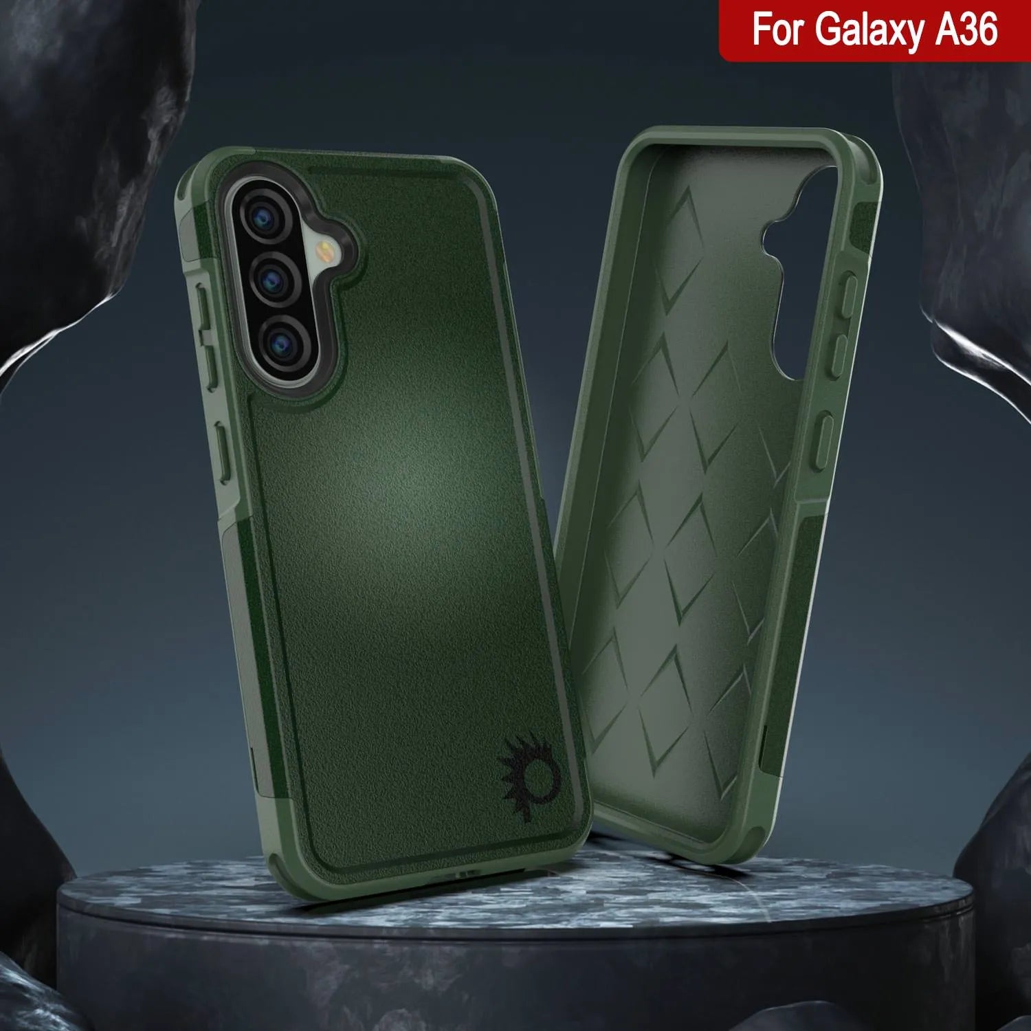 PunkCase Galaxy A36 Case, [Spartan 2.0 Series] Clear Rugged Heavy Duty Cover [Dark Green]