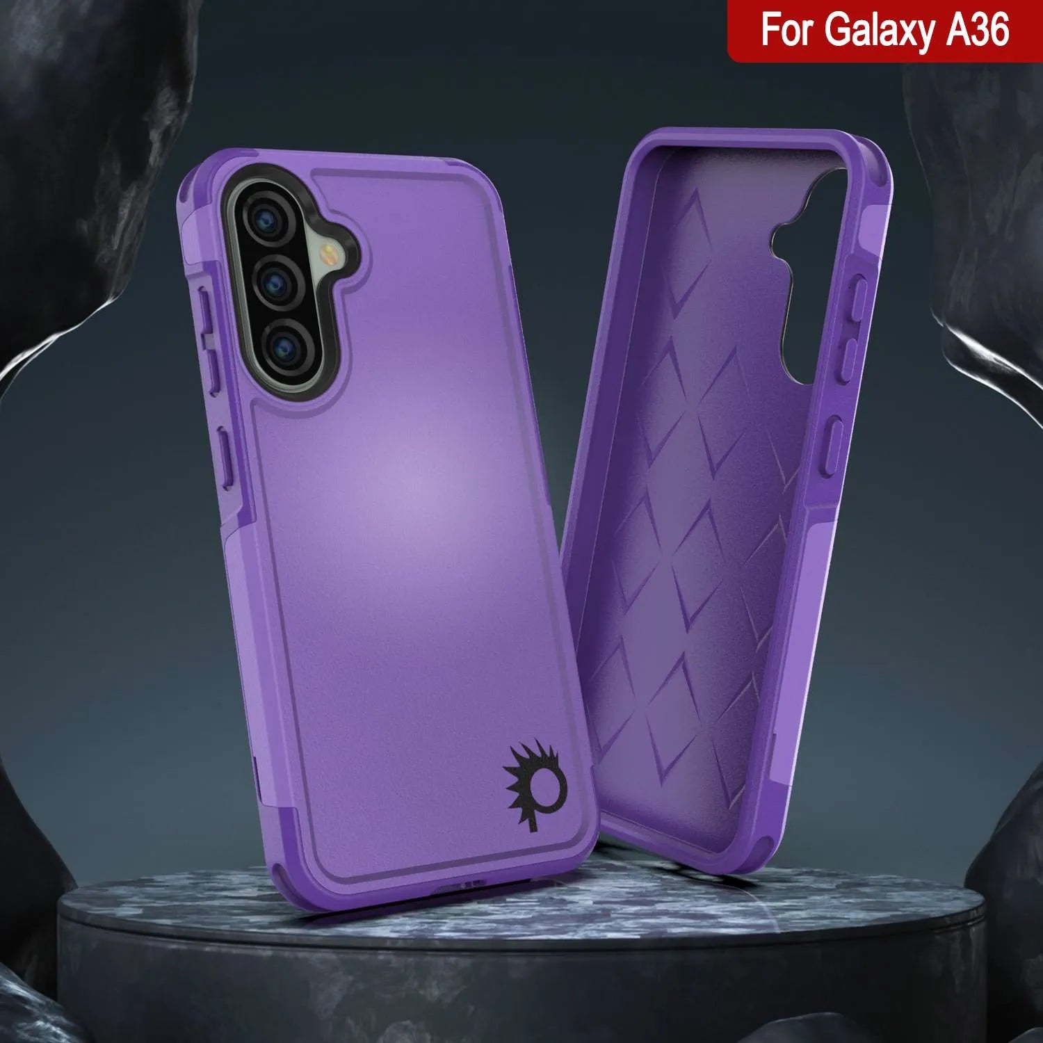 PunkCase Galaxy A36 Case, [Spartan 2.0 Series] Clear Rugged Heavy Duty Cover [Purple]