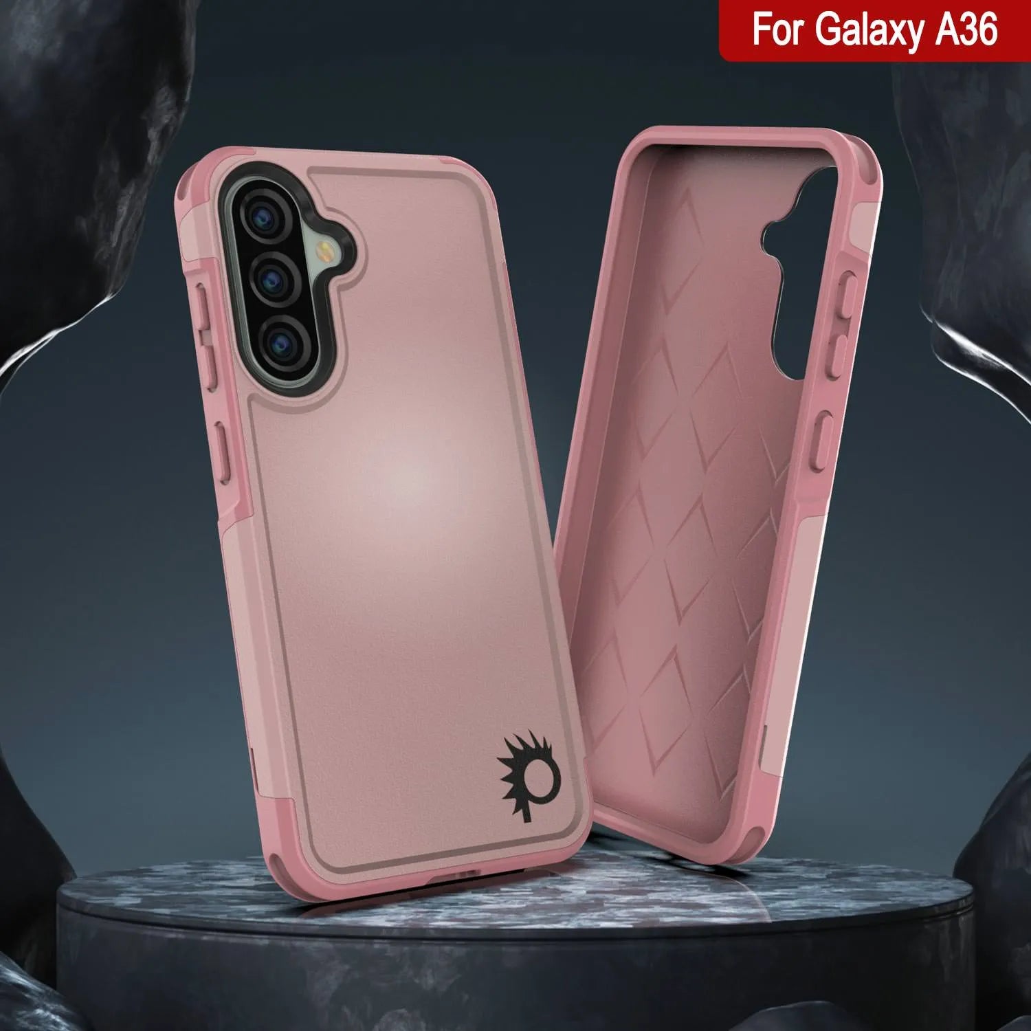PunkCase Galaxy A36 Case, [Spartan 2.0 Series] Clear Rugged Heavy Duty Cover [Pink]