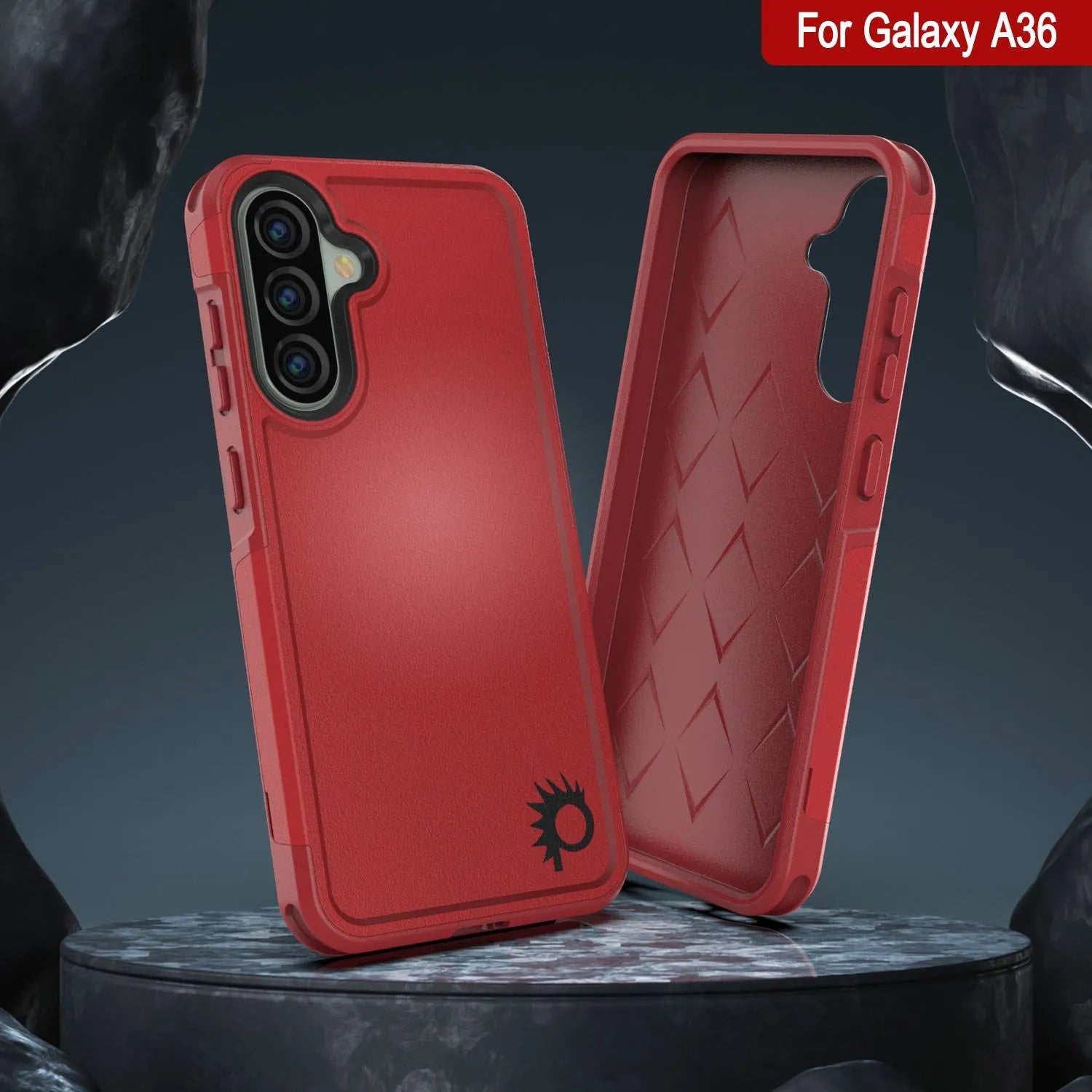 PunkCase Galaxy A36 Case, [Spartan 2.0 Series] Clear Rugged Heavy Duty Cover [Red]