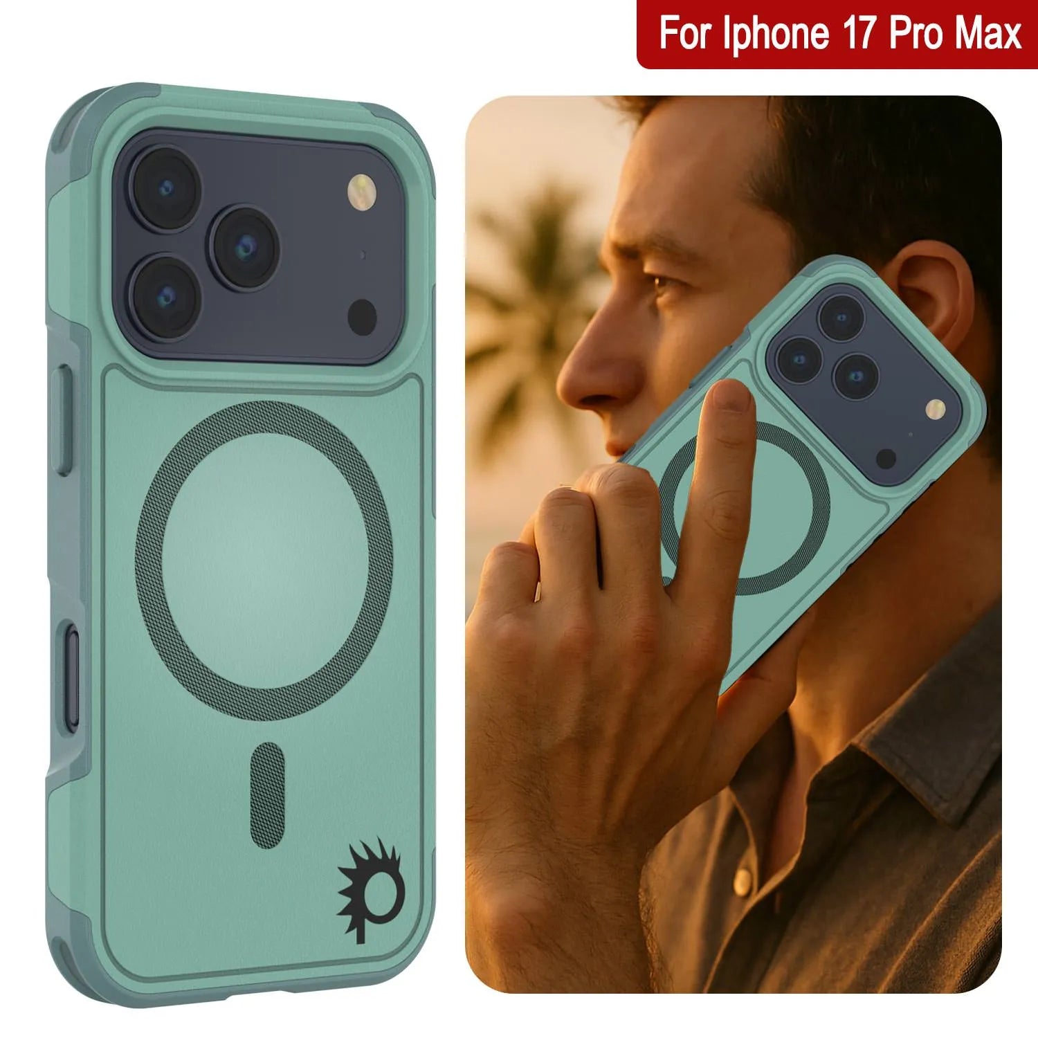 PunkCase iPhone 17 Pro Max Case, [Spartan 2.0 Series] Clear Rugged Heavy Duty Cover W/Built in Screen Protector [Blue]