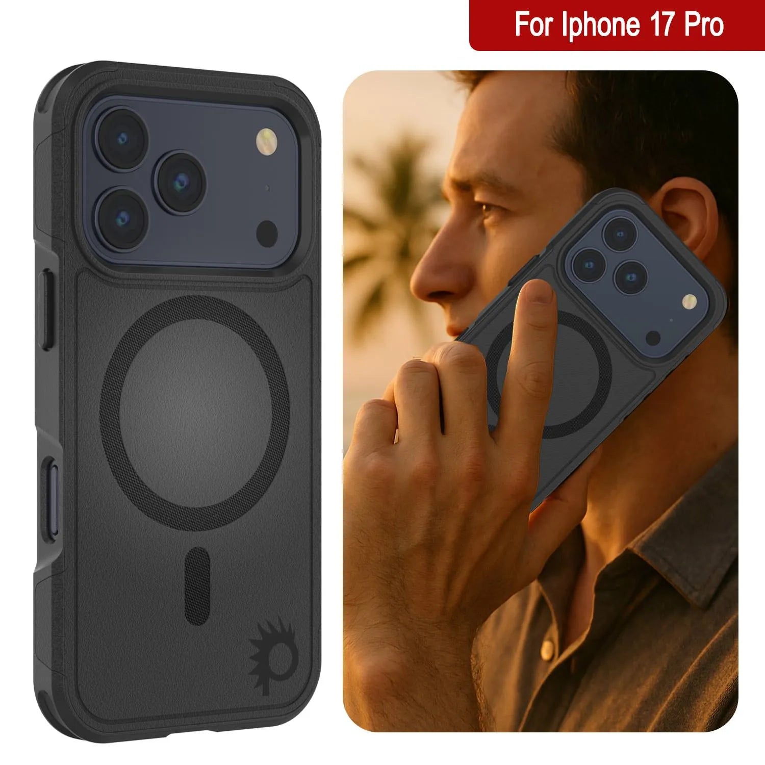 PunkCase iPhone 17 Pro Case, [Spartan 2.0 Series] Clear Rugged Heavy Duty Cover W/Built in Screen Protector [Black]