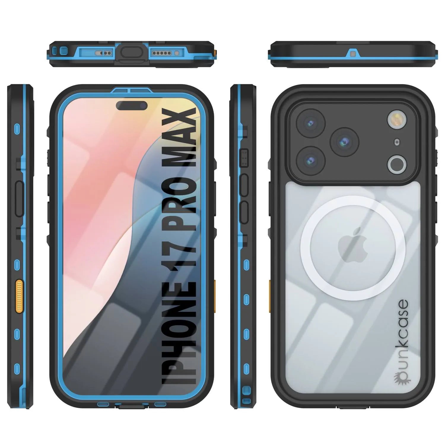 iPhone 17 Pro Max Waterproof IP68 Case, Punkcase [Light blue] [StudStar Series] [Slim Fit] [Dirtproof]
