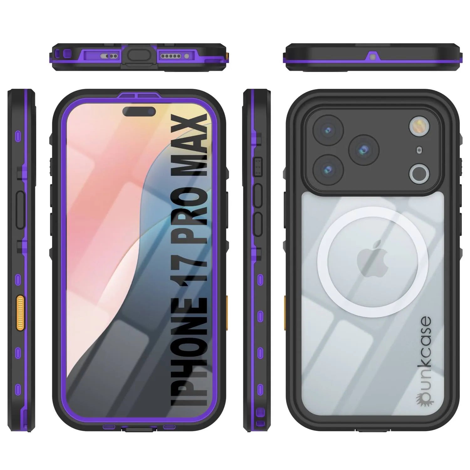 iPhone 17 Pro Max Waterproof IP68 Case, Punkcase [Purple] [StudStar Series] [Slim Fit] [Dirtproof]