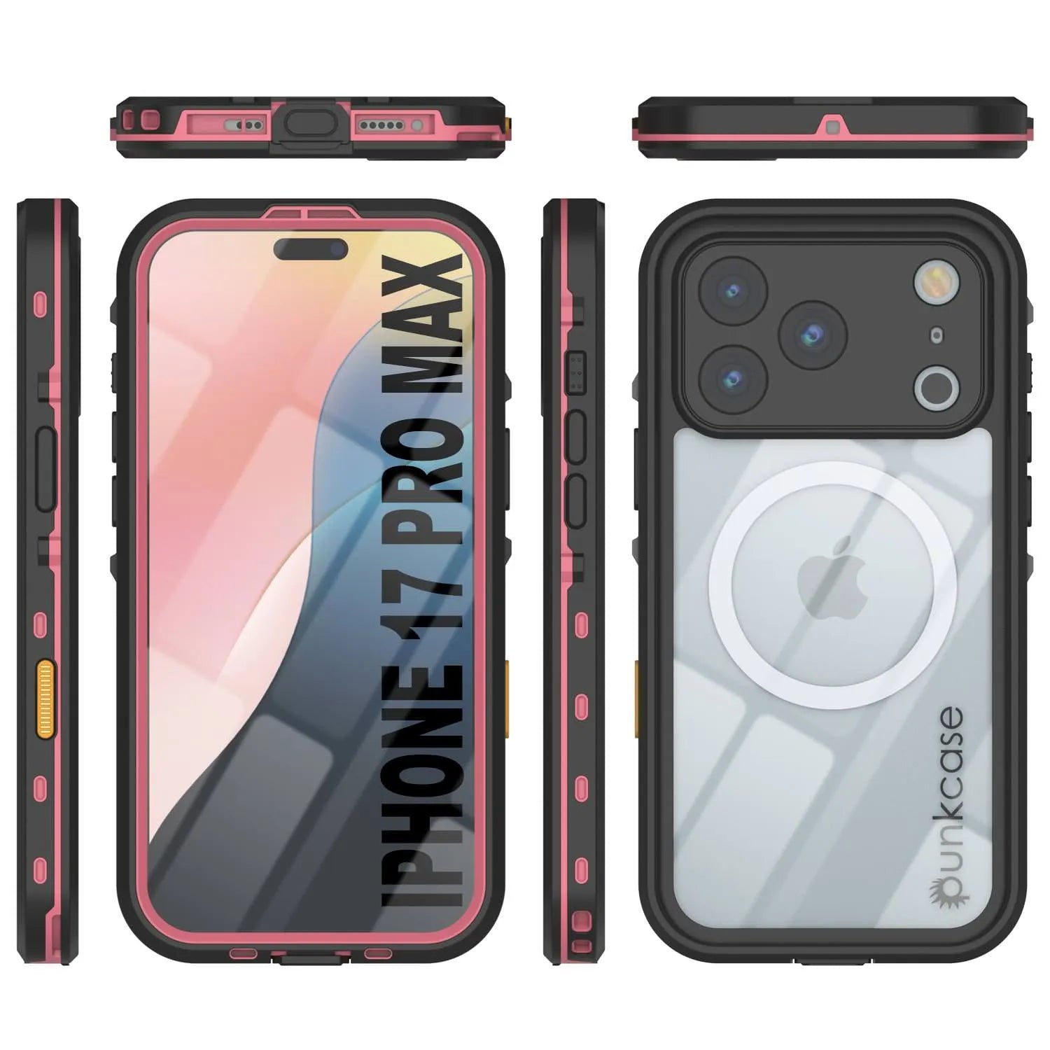 iPhone 17 Pro Max Waterproof IP68 Case, Punkcase [Pink] [StudStar Series] [Slim Fit] [Dirtproof]