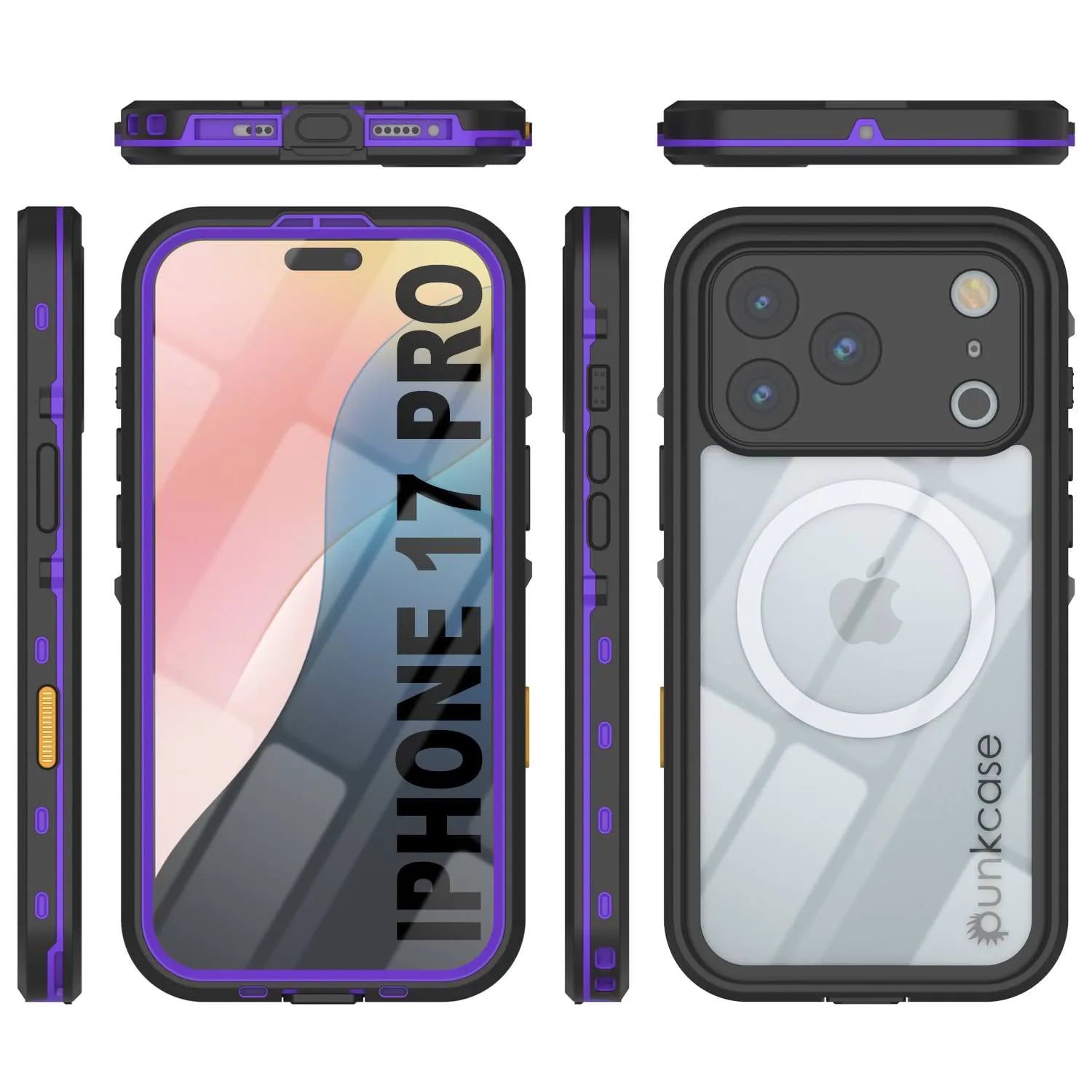 iPhone 17 Pro Waterproof IP68 Case, Punkcase [Purple] [StudStar Series] [Slim Fit] [Dirtproof]