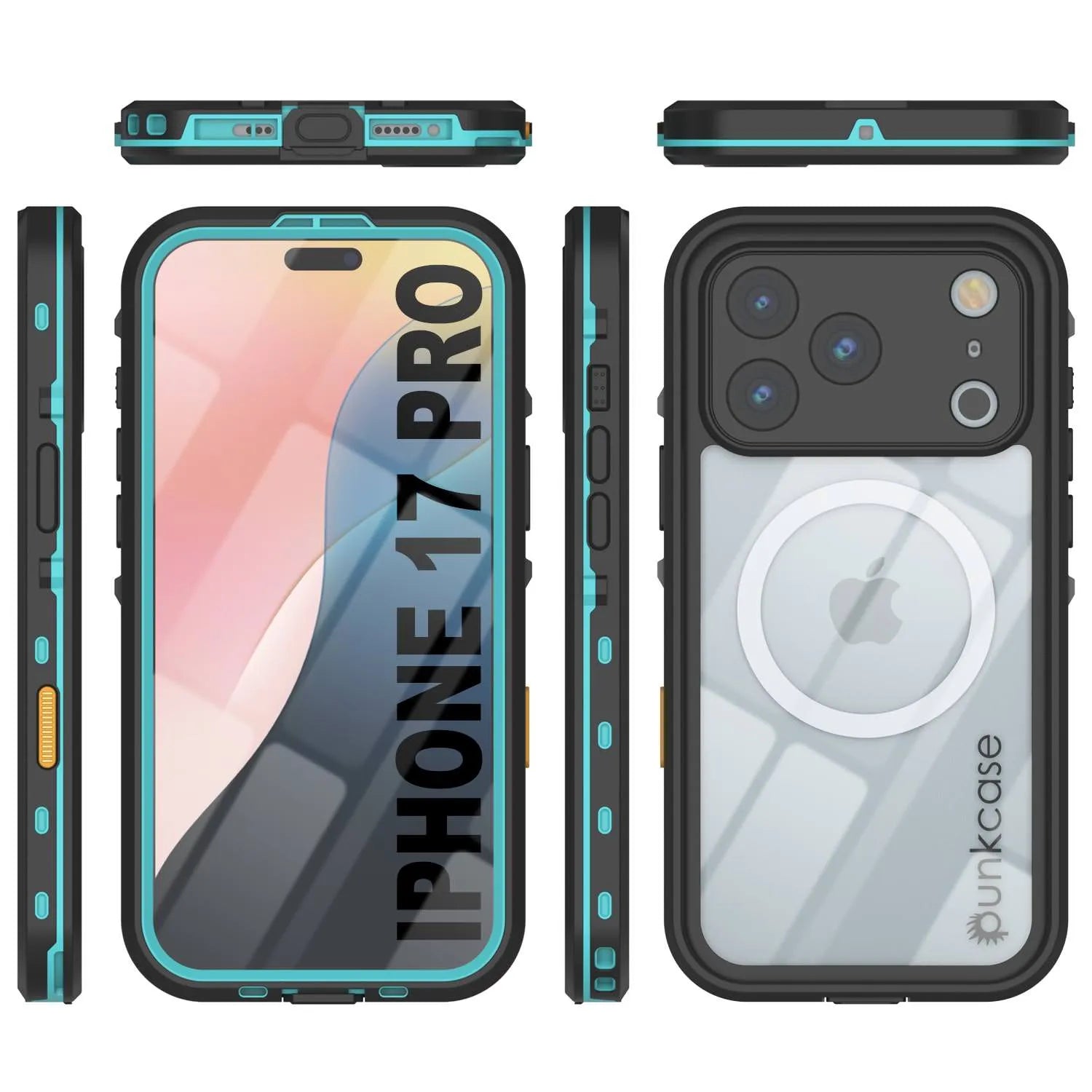 iPhone 17 Pro Waterproof IP68 Case, Punkcase [Teal] [StudStar Series] [Slim Fit]