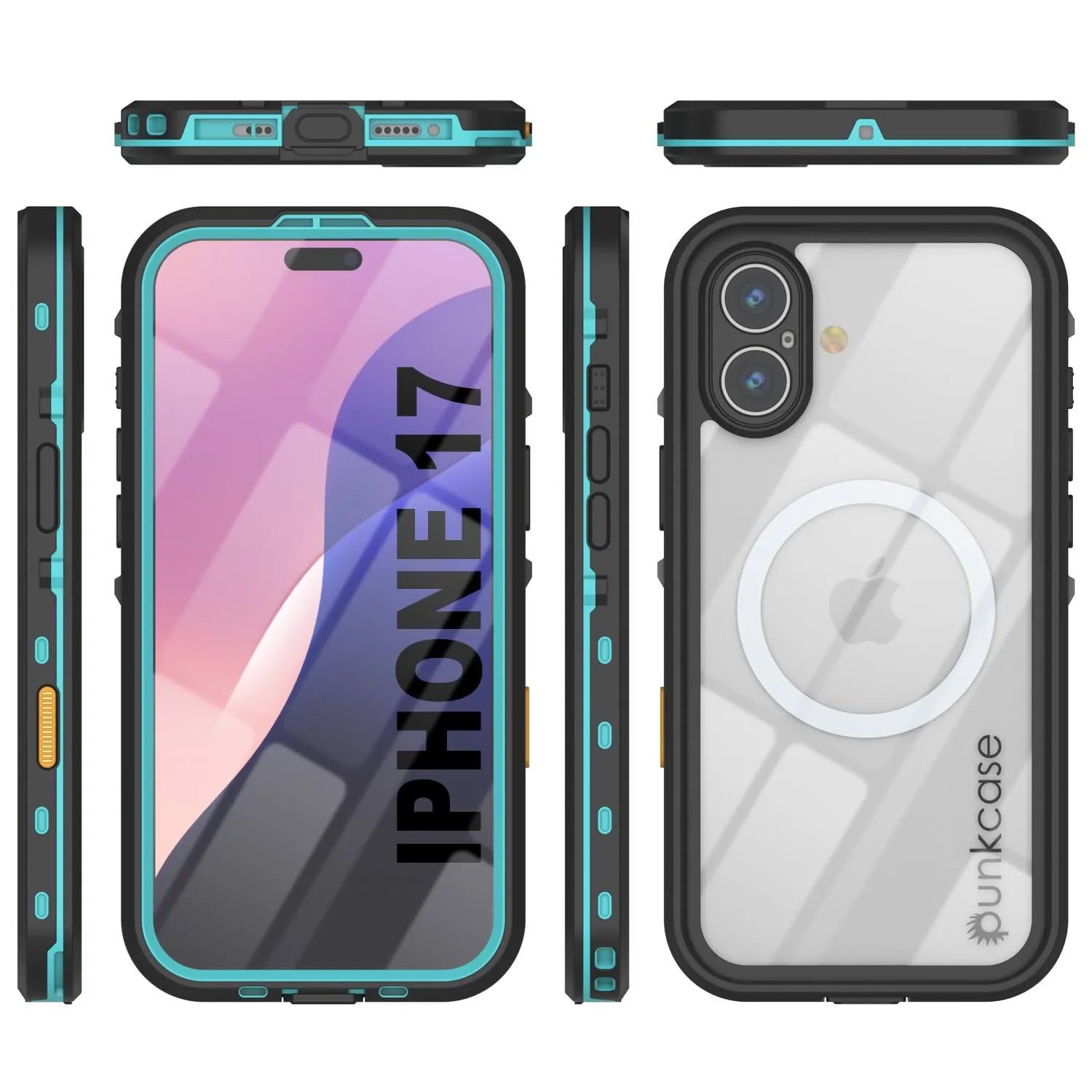iPhone 17 Waterproof IP68 Case, Punkcase [Teal] [StudStar Series] [Slim Fit]