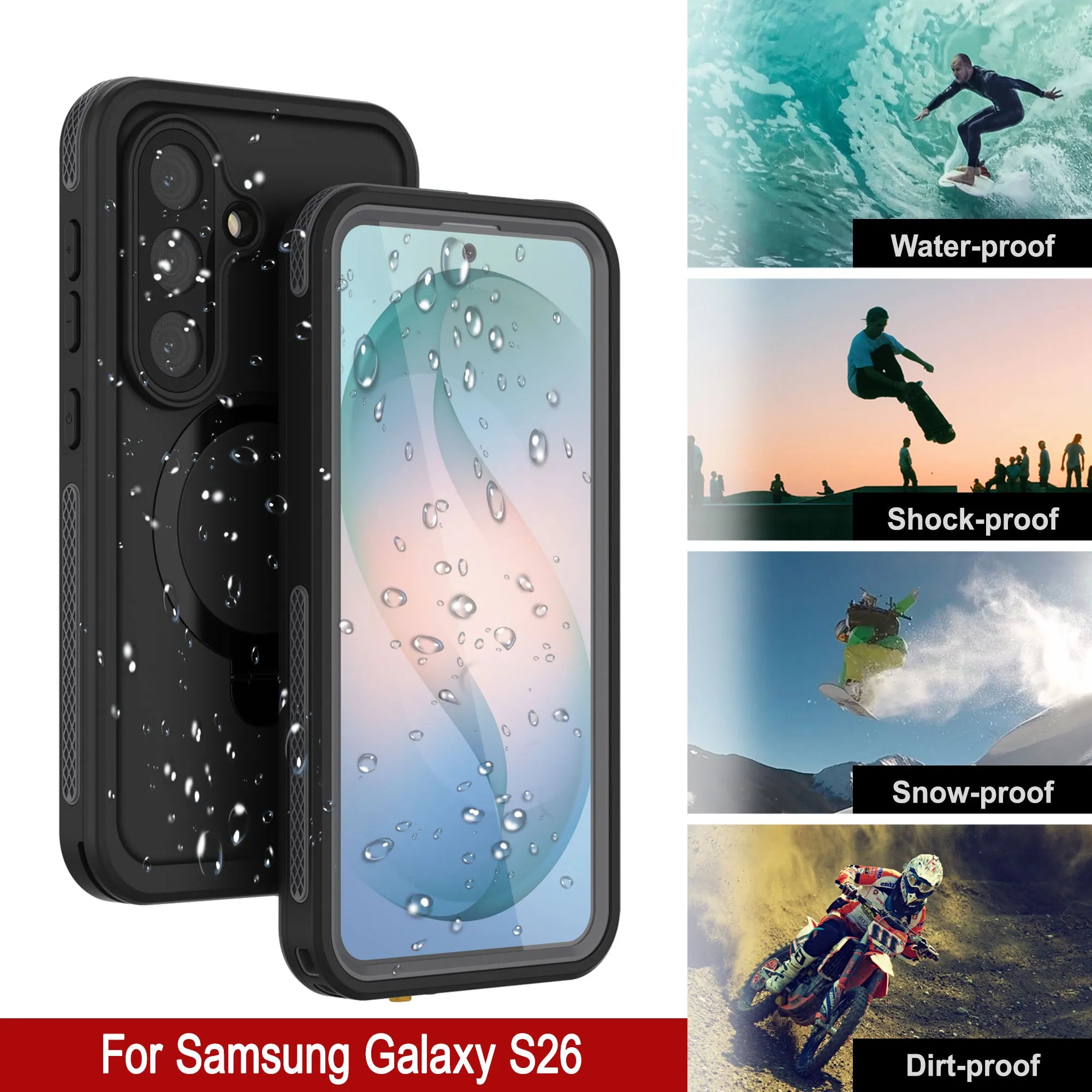 Galaxy S26 Waterproof Case [Kickstud 2.0 Series] Protective IP68 Cover W/Screen Protector & Kickstand [Grey]