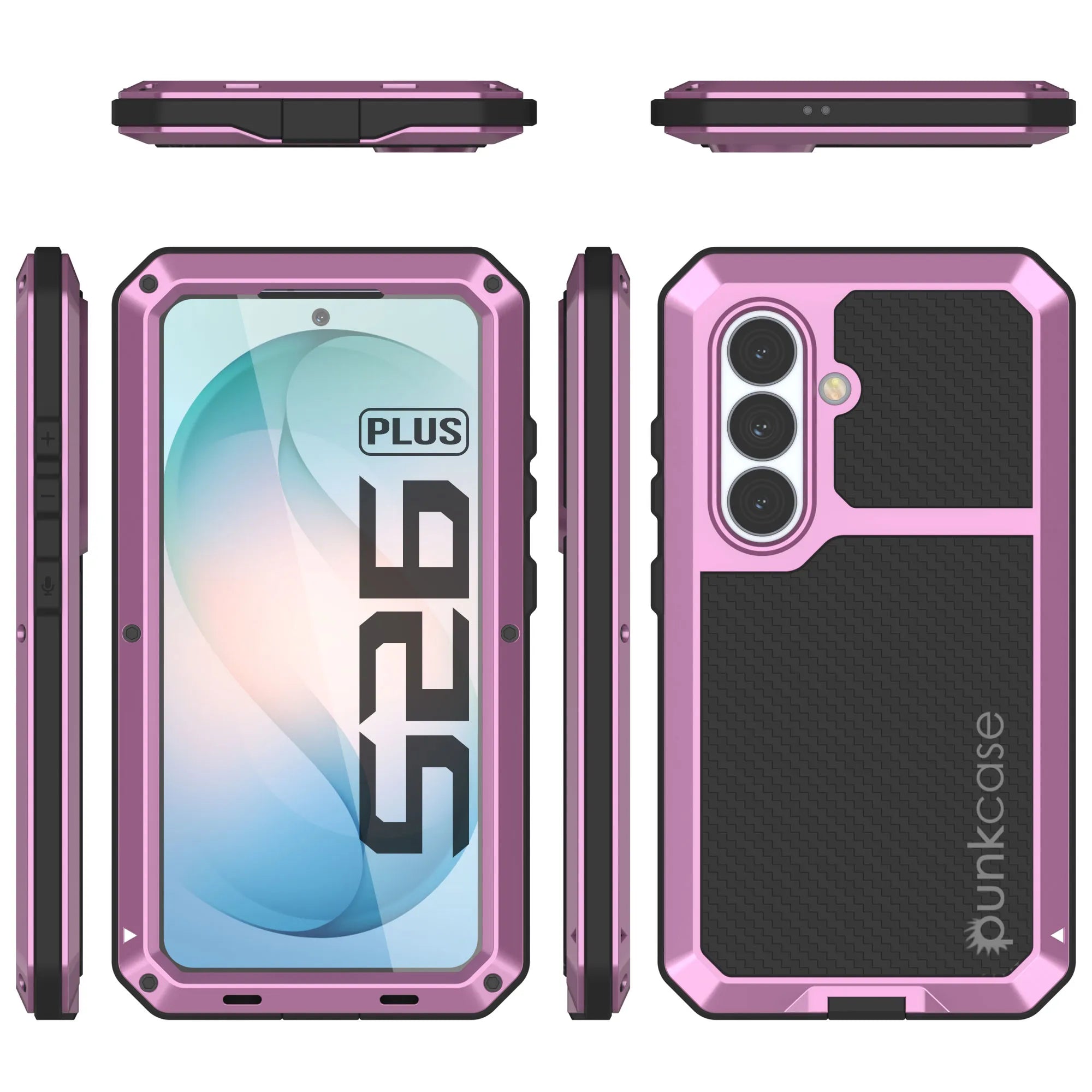 Galaxy S26 Plus Metal Case, Heavy Duty Military Grade Armor Cover [shock proof] Full Body Hard [Pink]