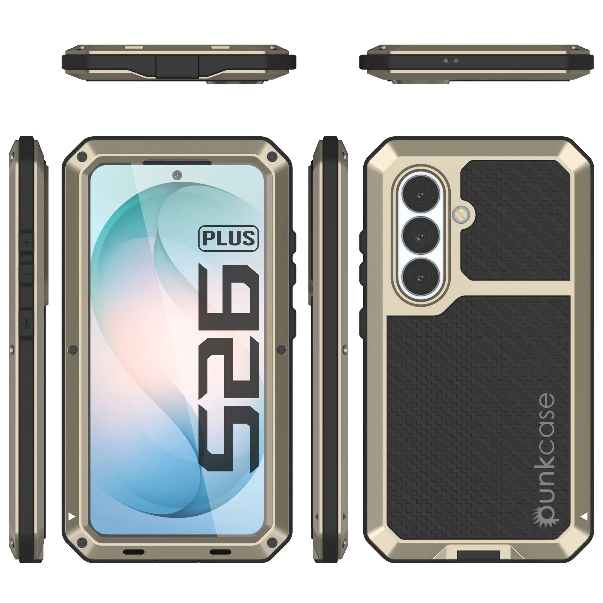Galaxy S26 Plus Metal Case, Heavy Duty Military Grade Armor Cover [shock proof] Full Body Hard [Gold]
