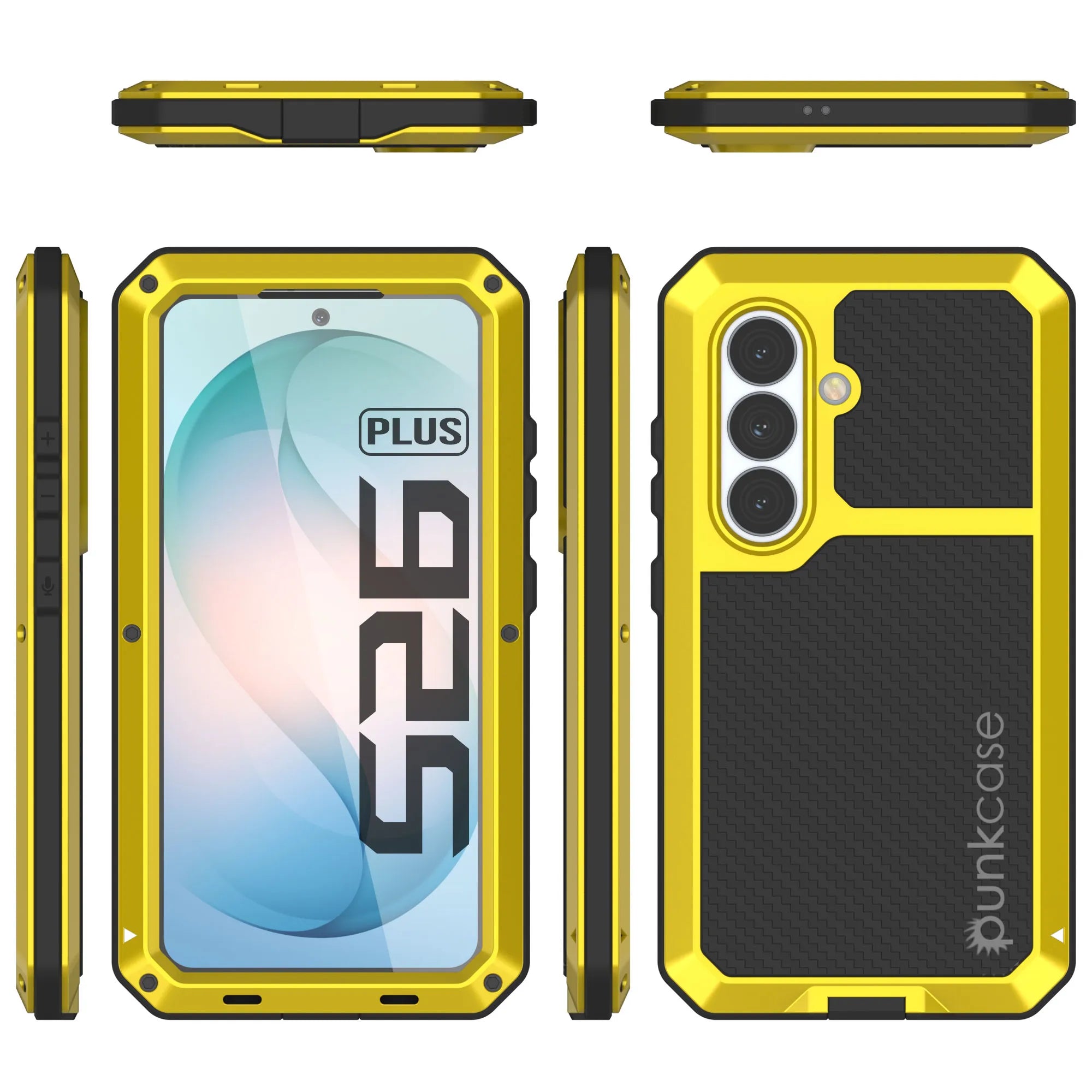 Galaxy S26 Plus Metal Case, Heavy Duty Military Grade Armor Cover [shock proof] Full Body Hard [Yellow]
