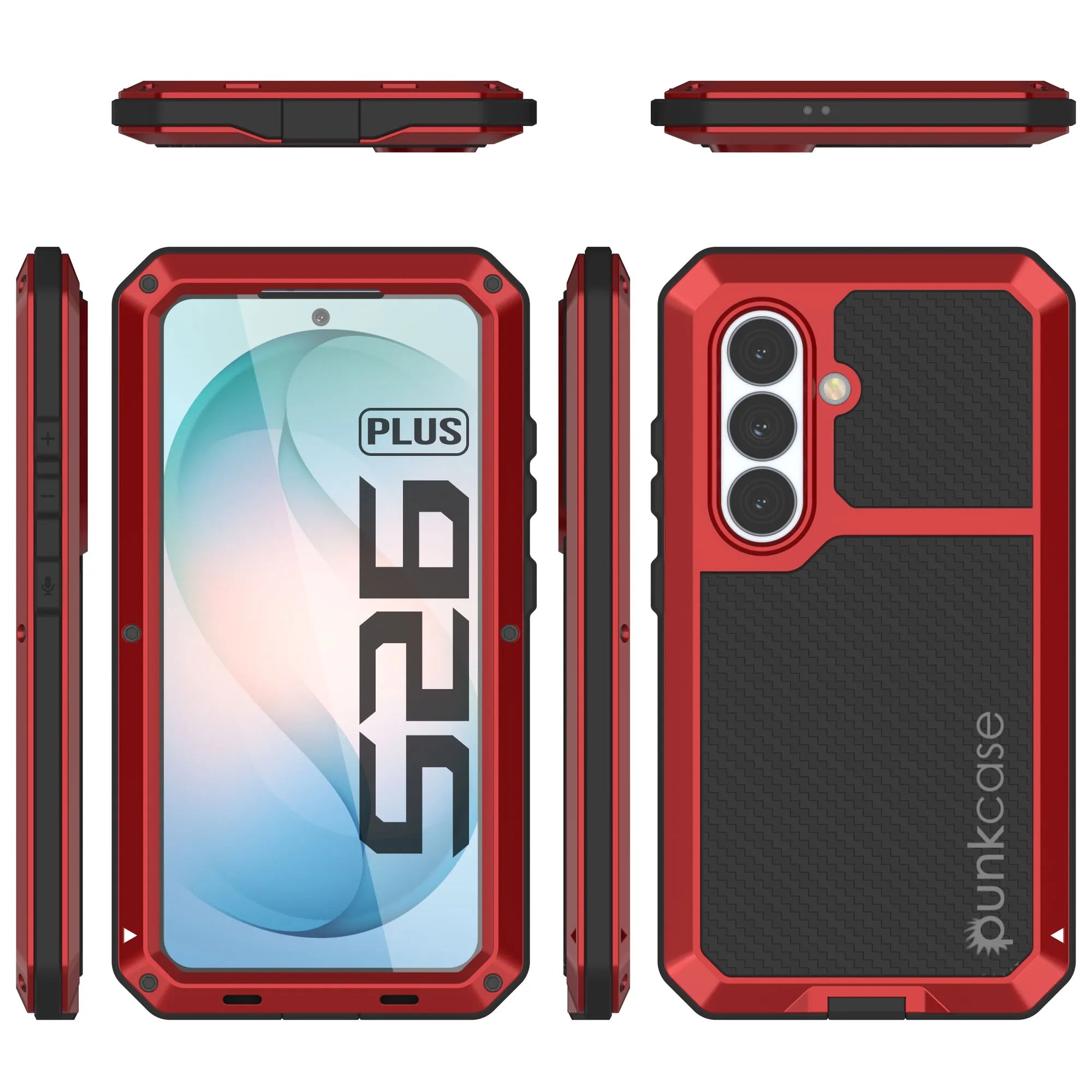 Galaxy S26 Plus Metal Case, Heavy Duty Military Grade Armor Cover [shock proof] Full Body Hard [Red]