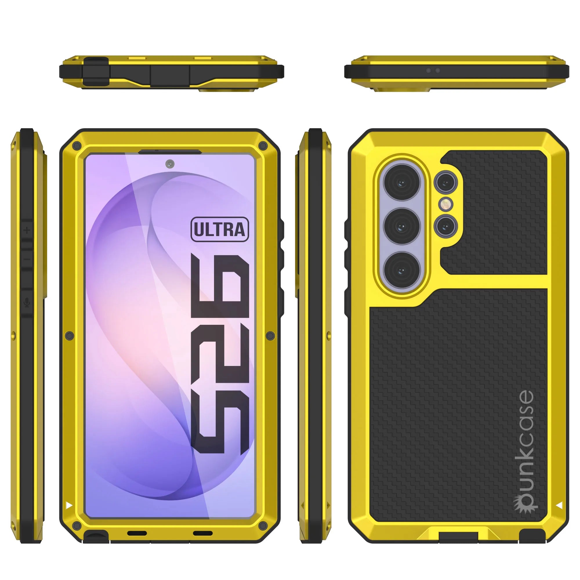 Galaxy S26 Ultra Metal Case, Heavy Duty Military Grade Armor Cover [shock proof] Full Body Hard [Yellow]
