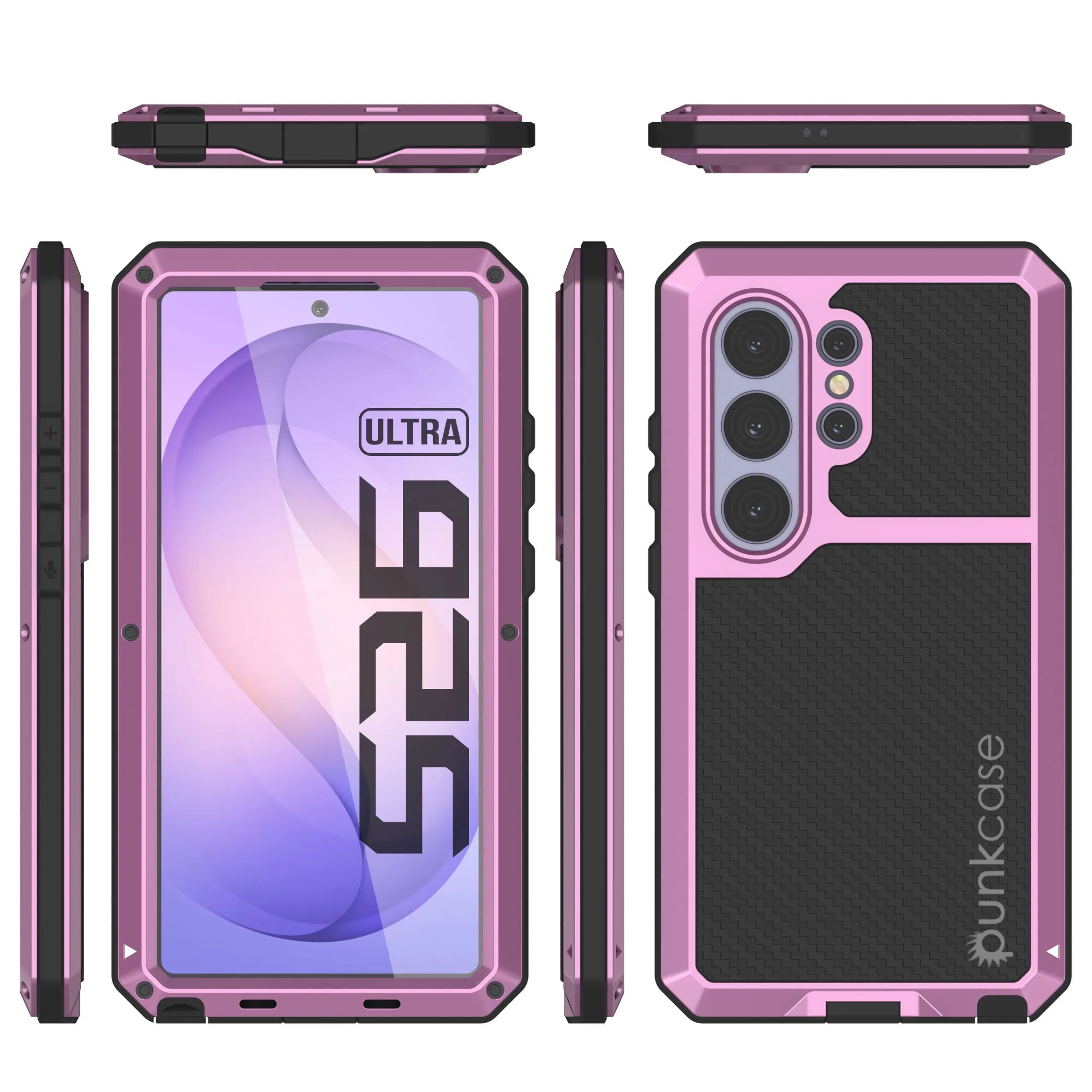 Galaxy S26 Ultra Metal Case, Heavy Duty Military Grade Armor Cover [shock proof] Full Body Hard [Pink]