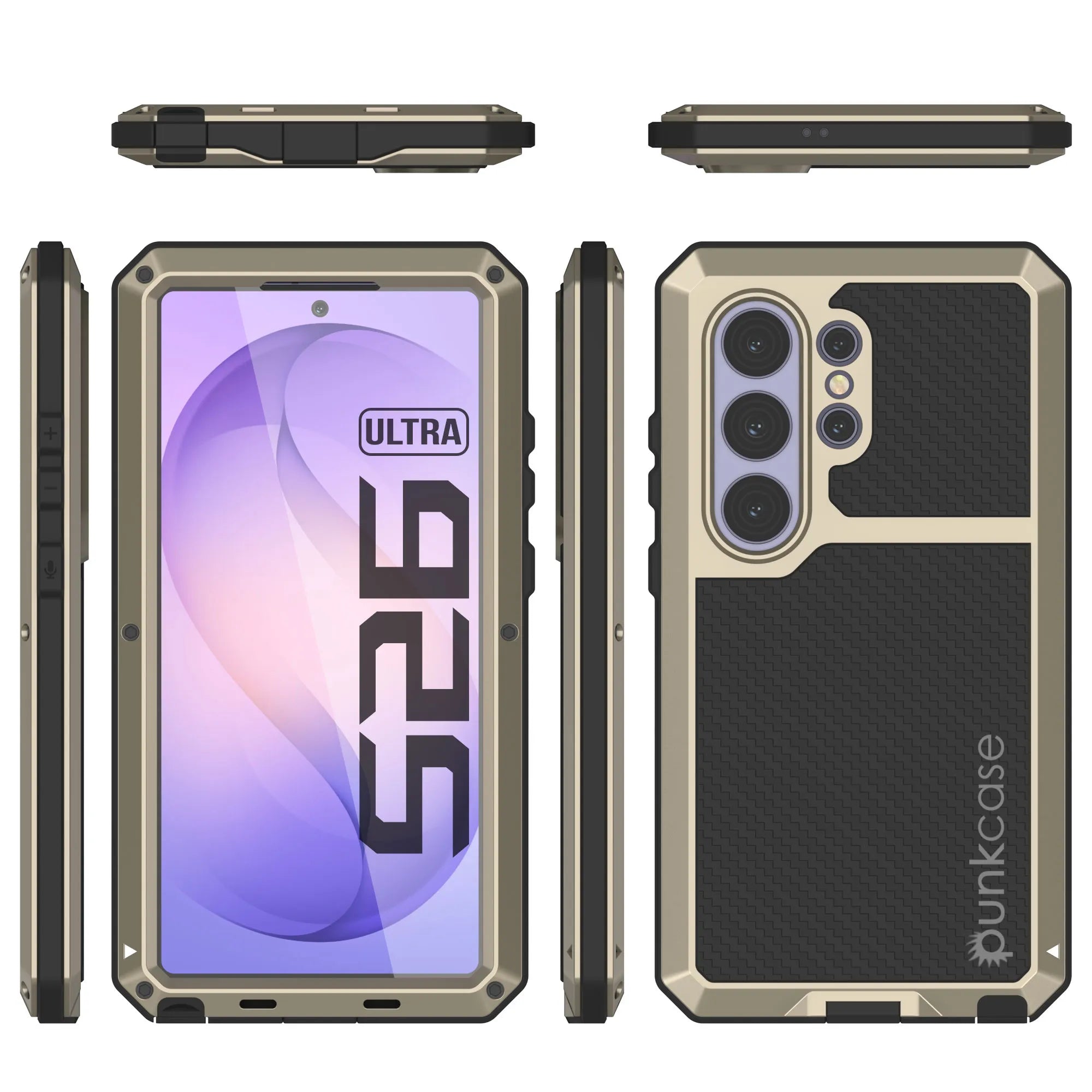 Galaxy S26 Ultra Metal Case, Heavy Duty Military Grade Armor Cover [shock proof] Full Body Hard [Gold]
