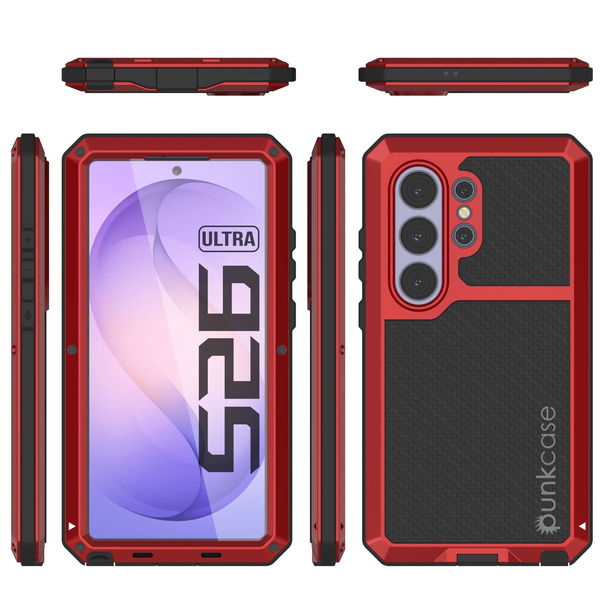 Galaxy S26 Ultra Metal Case, Heavy Duty Military Grade Armor Cover [shock proof] Full Body Hard [Red]