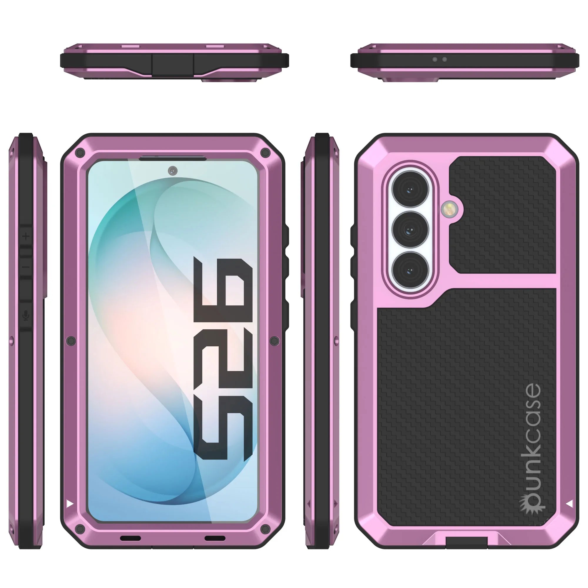 Galaxy S26 Metal Case, Heavy Duty Military Grade Armor Cover [shock proof] Full Body Hard [Pink]