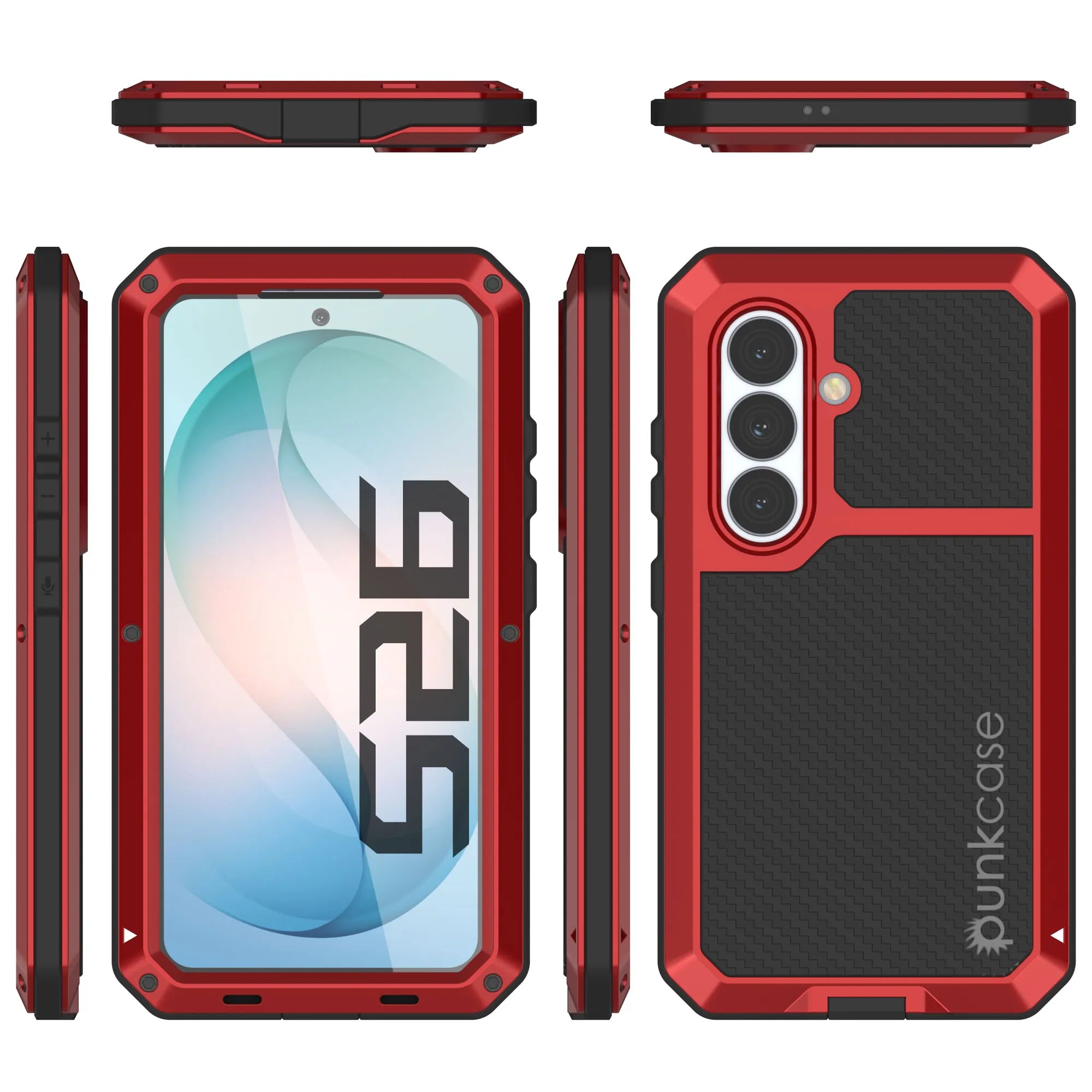 Galaxy S26 Metal Case, Heavy Duty Military Grade Armor Cover [shock proof] Full Body Hard [Red]