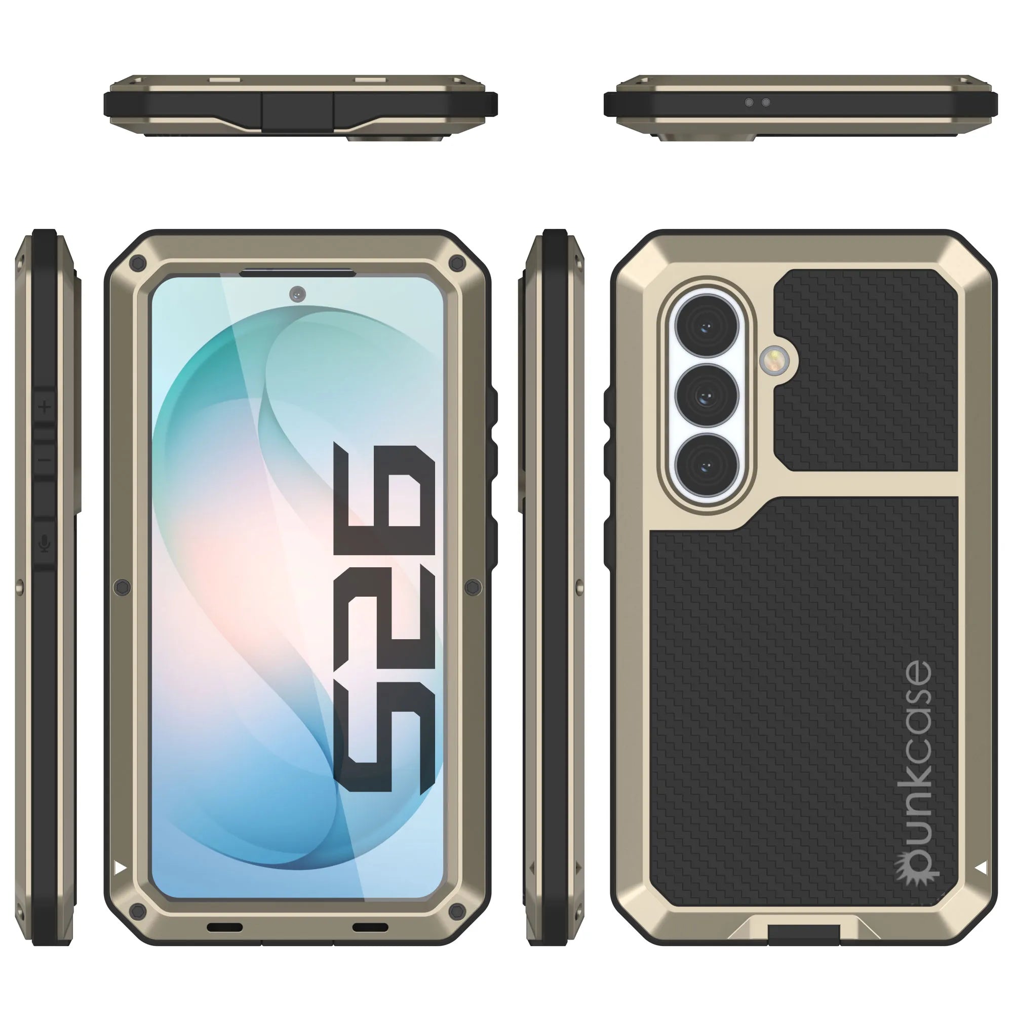 Galaxy S26 Metal Case, Heavy Duty Military Grade Armor Cover [shock proof] Full Body Hard [Gold]