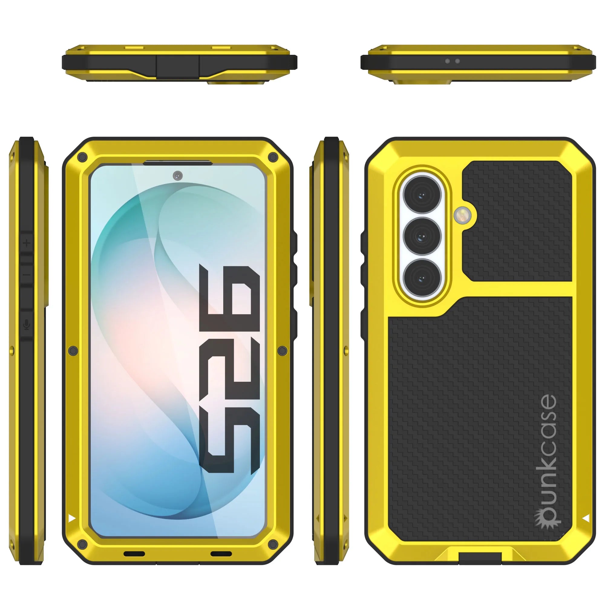 Galaxy S26 Metal Case, Heavy Duty Military Grade Armor Cover [shock proof] Full Body Hard [Yellow]