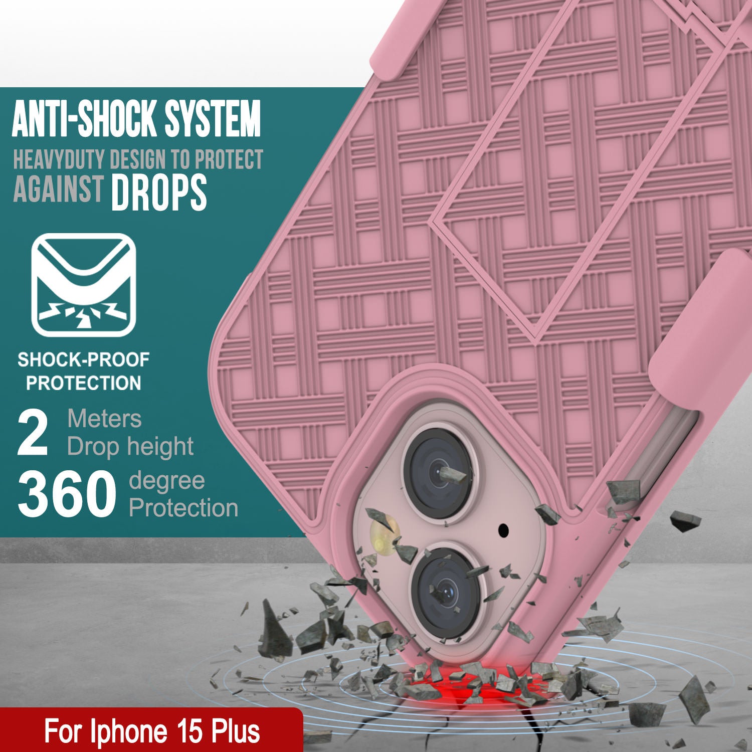 iPhone 15 Plus Case With Tempered Glass Screen Protector, Holster Belt Clip & Built-In Kickstand [Pink]