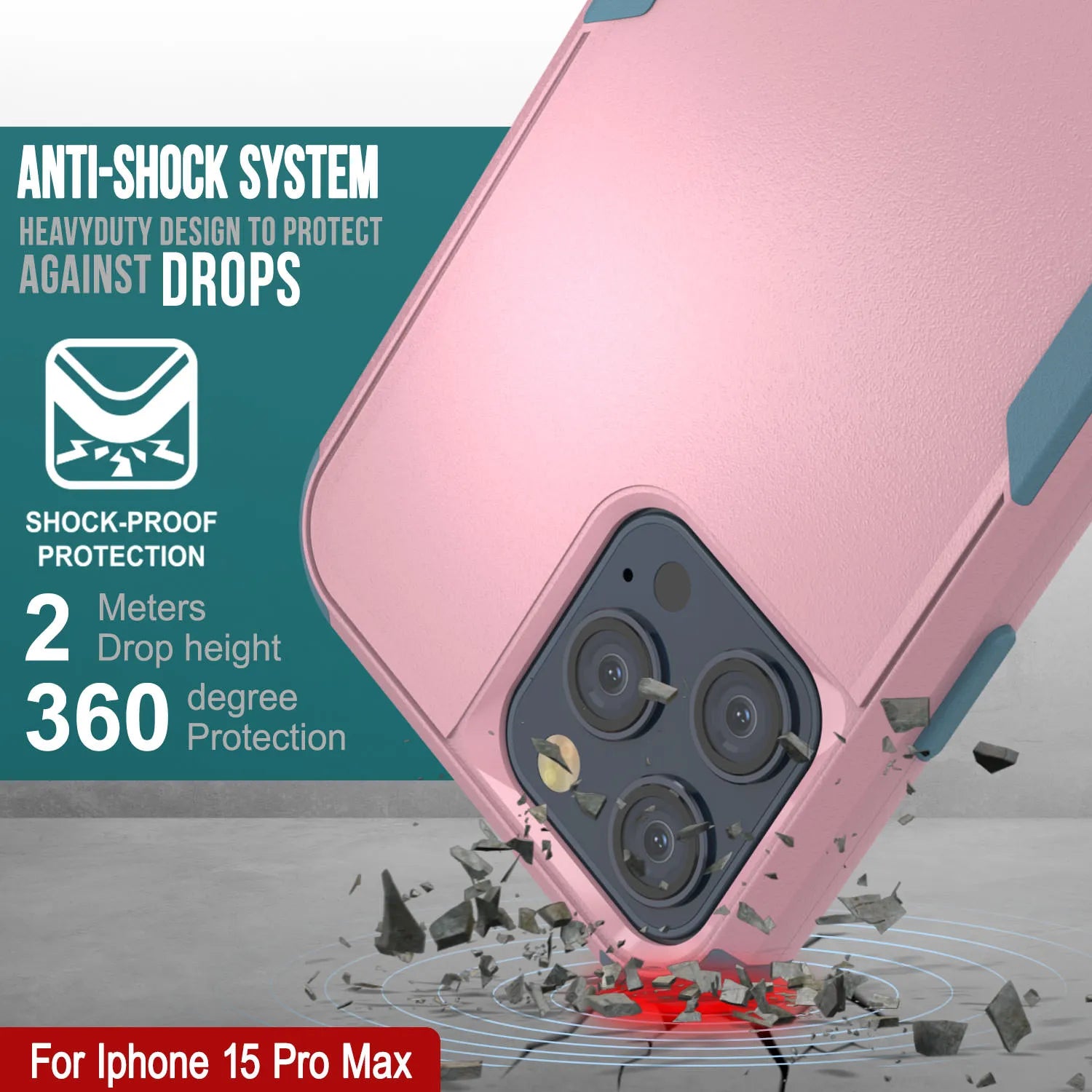 Punkcase for iPhone 15 Pro Max Belt Clip Multilayer Holster Case [Patron Series] [Pink-Blue]
