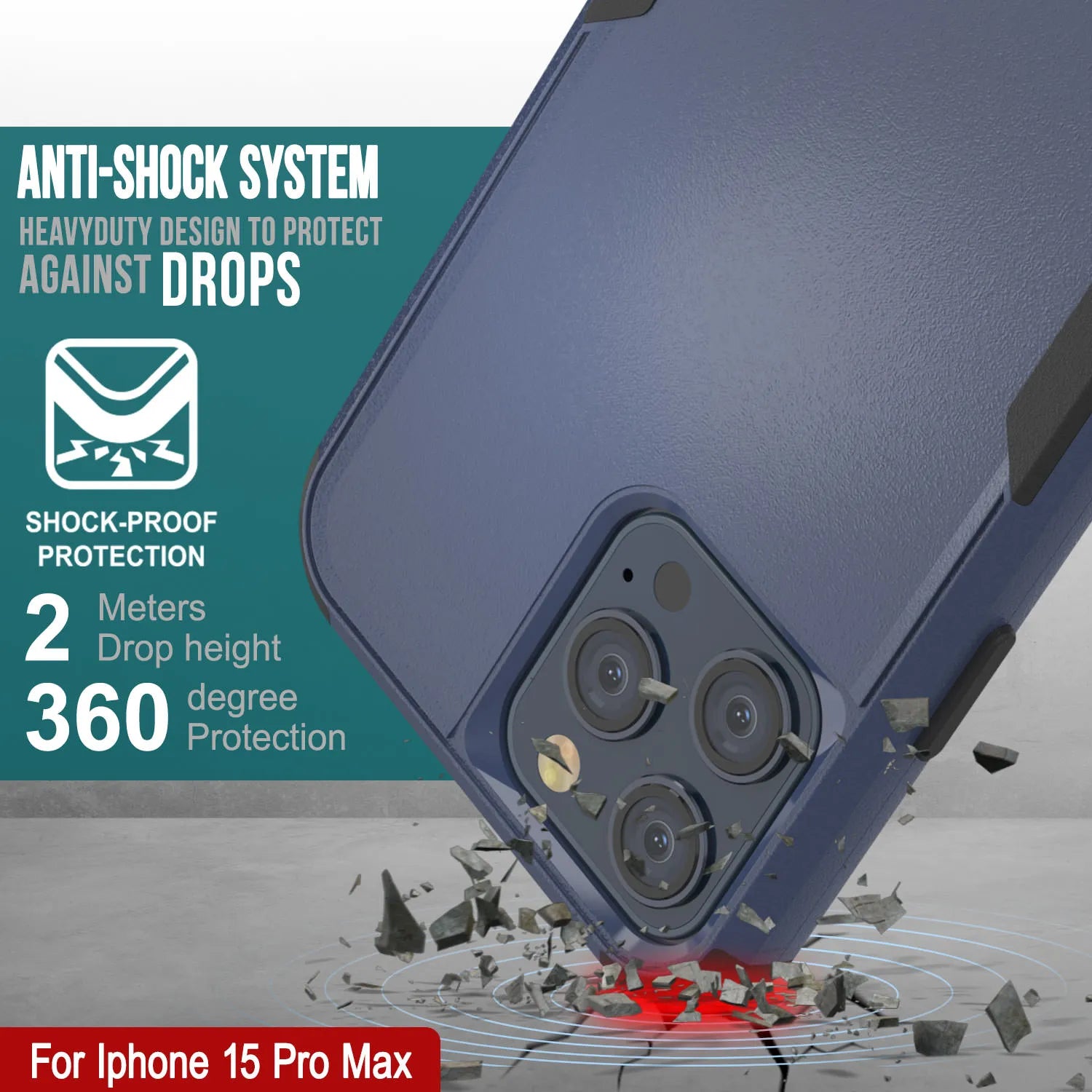 Punkcase for iPhone 15 Pro Max Belt Clip Multilayer Holster Case [Patron Series] [Navy Black]