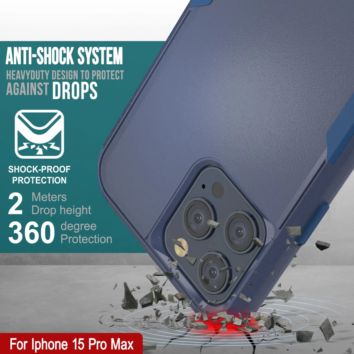 Punkcase for iPhone 15 Pro Max Belt Clip Multilayer Holster Case [Patron Series] [Navy]