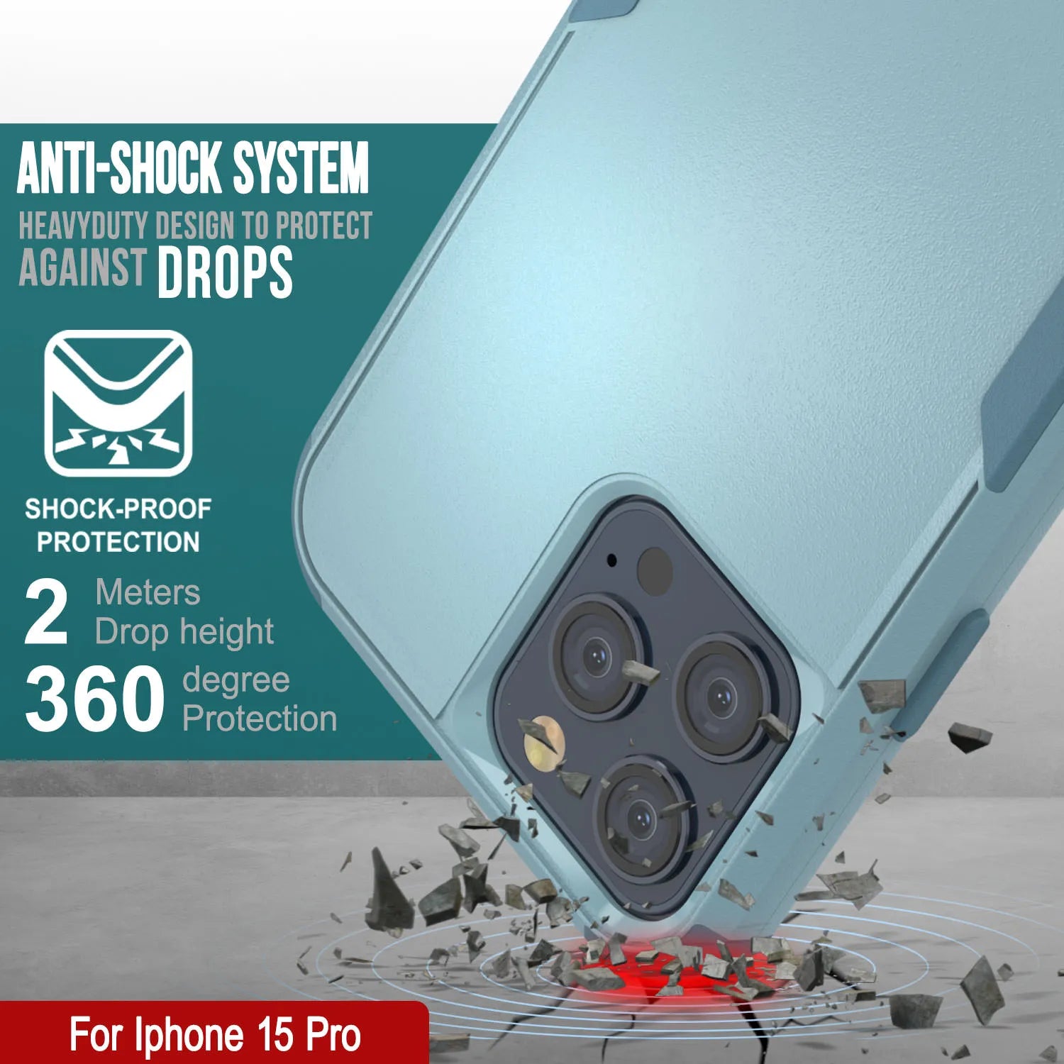 Punkcase for iPhone 15 Pro Belt Clip Multilayer Holster Case [Patron Series] [Mint]