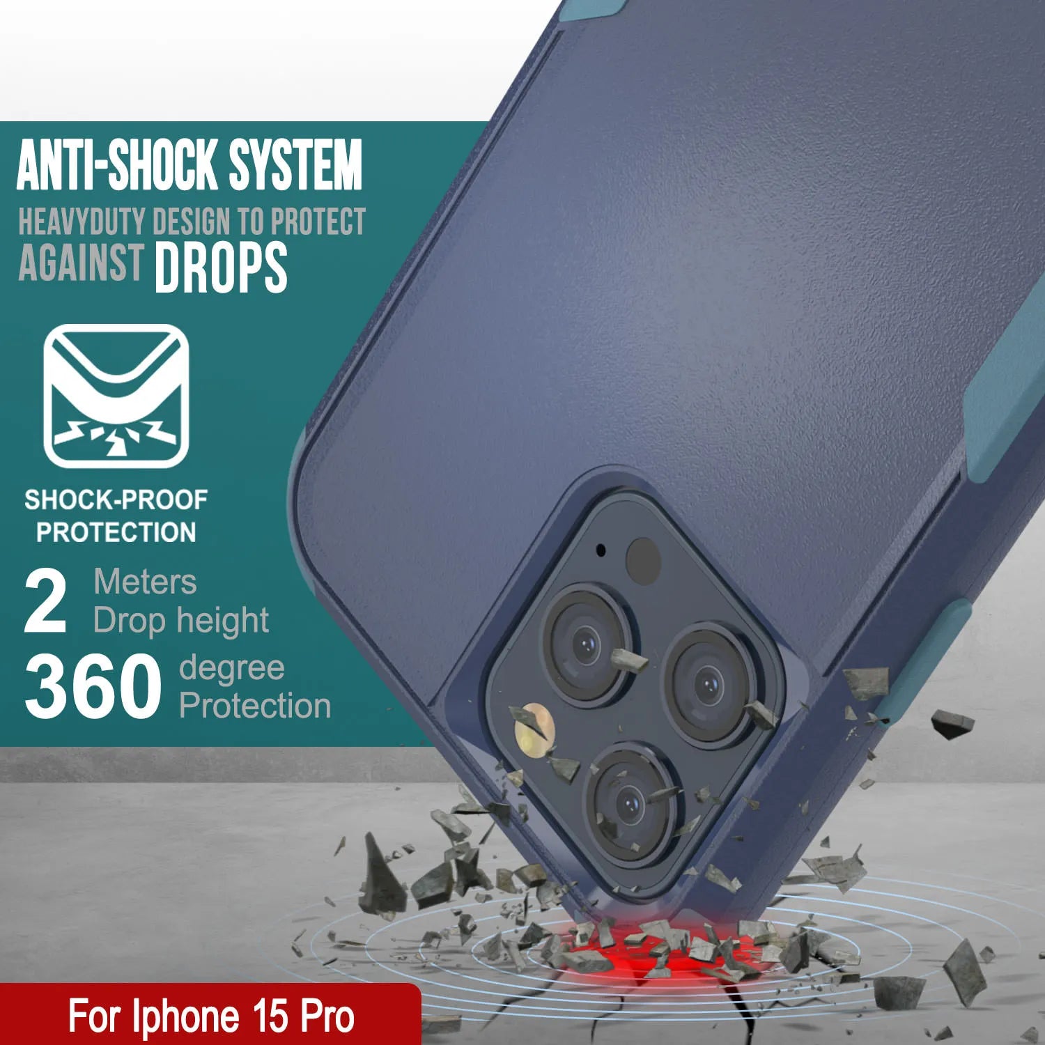 Punkcase for iPhone 15 Pro Belt Clip Multilayer Holster Case [Patron Series] [Navy Blue]